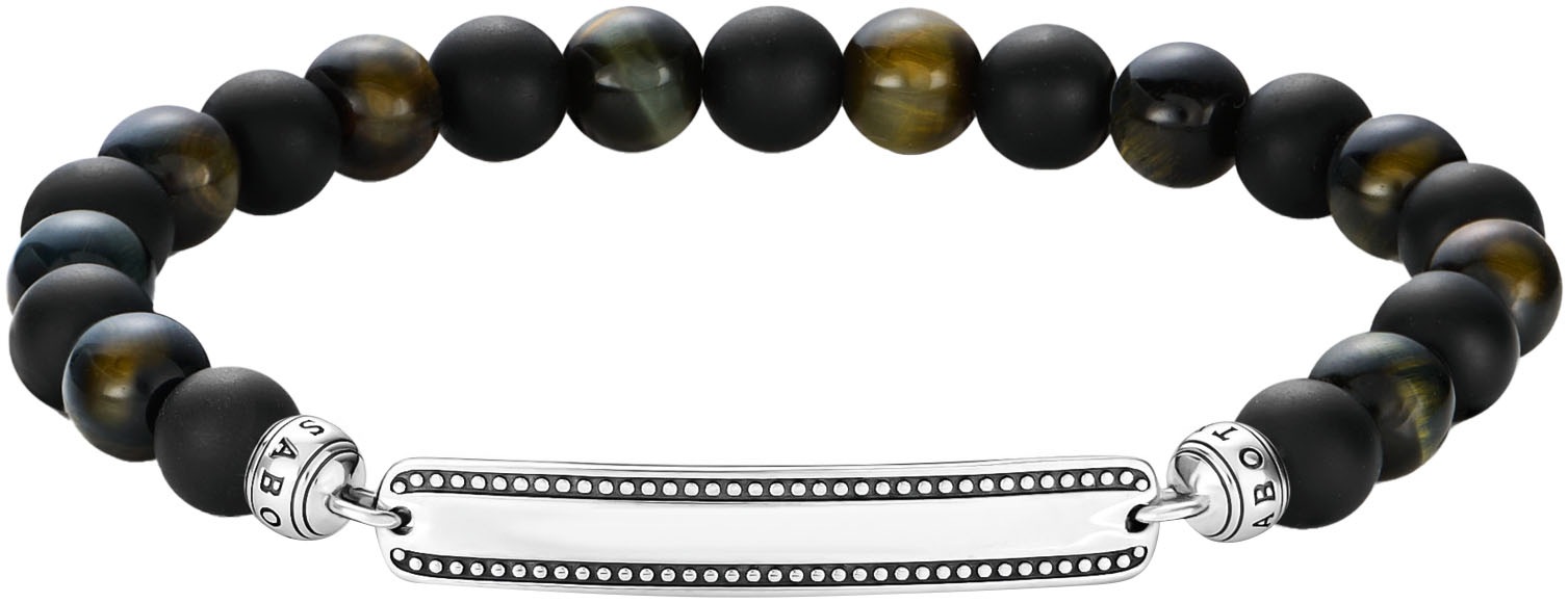 THOMAS SABO Armband »Gravierbares Bead Armband Obsidian und Tigerauge« mit Obsidian, Tigerauge