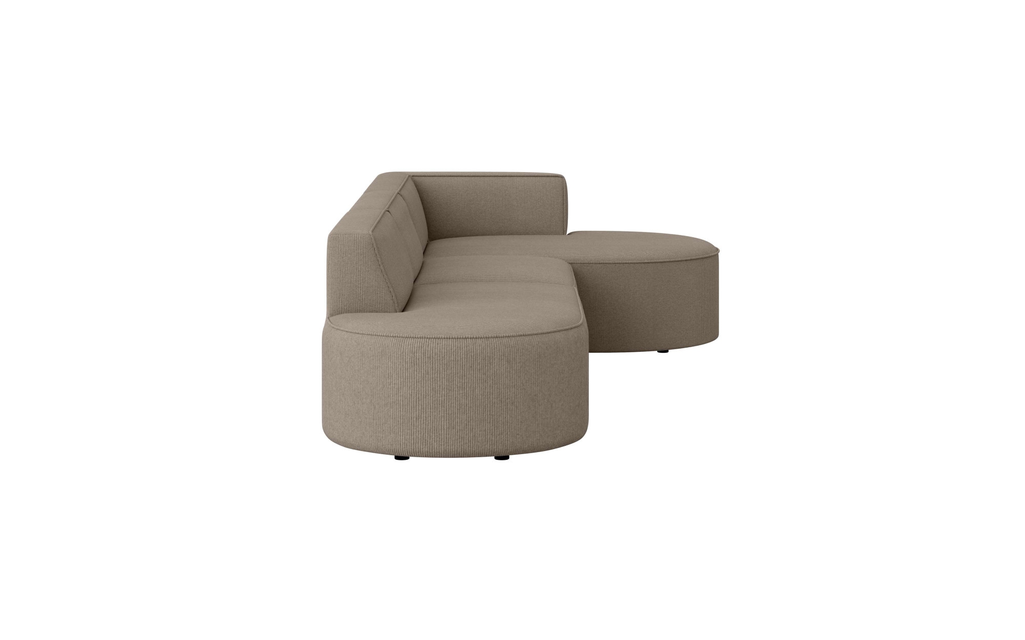andas Ecksofa »EIVIND Designer Sofa mit Ottomane rechts/links, B/T/H: 343/159/72 cm«, L-Form mit Wellenunterfederung, auch in Feincord und Bouclé