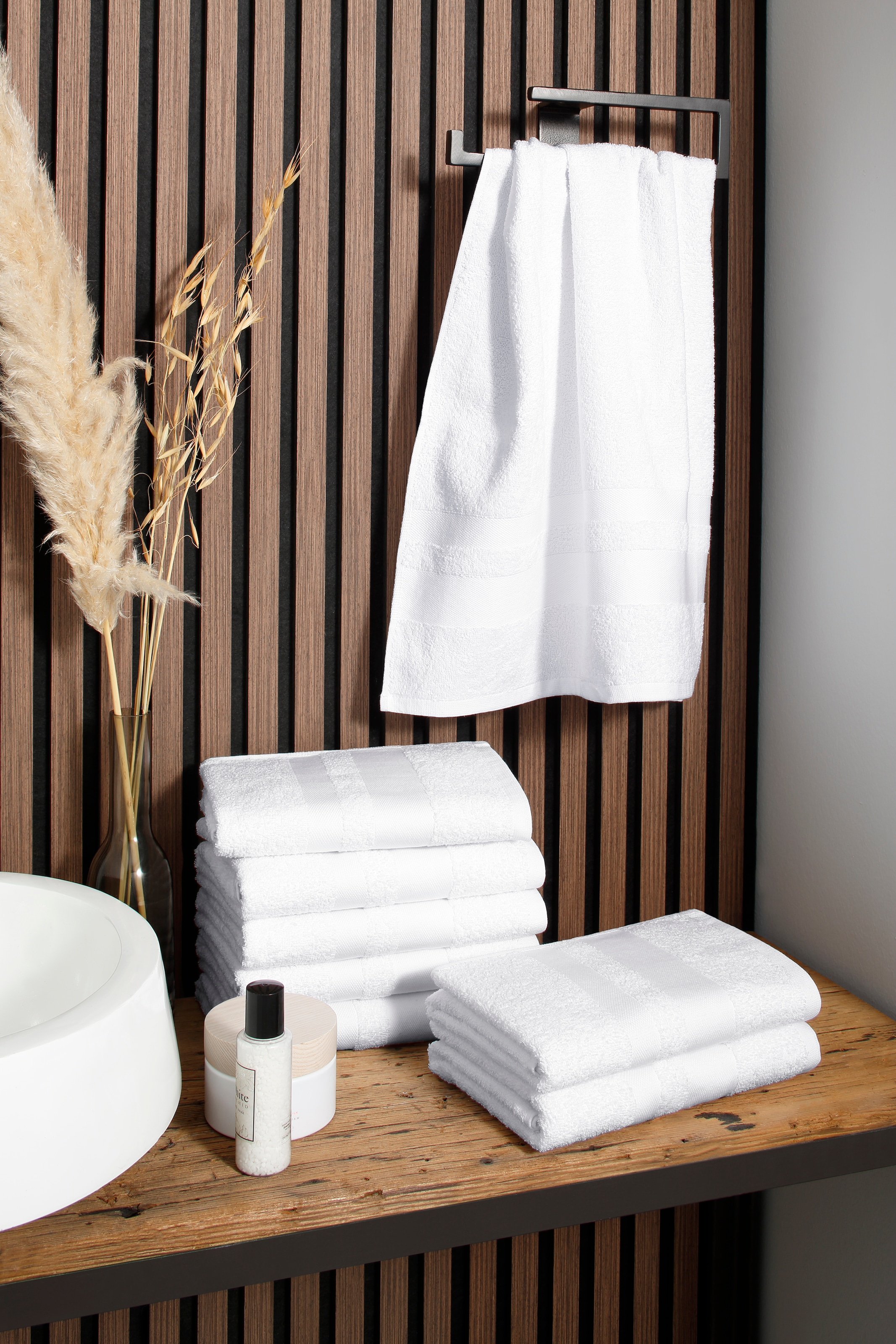 my home Handtücher »Vanessa, als Set und Serie erhältlich, 8 Handtücher, 50x100cm« Handtücher mit Bordüre, 100% Baumwolle, einfarbig, weich