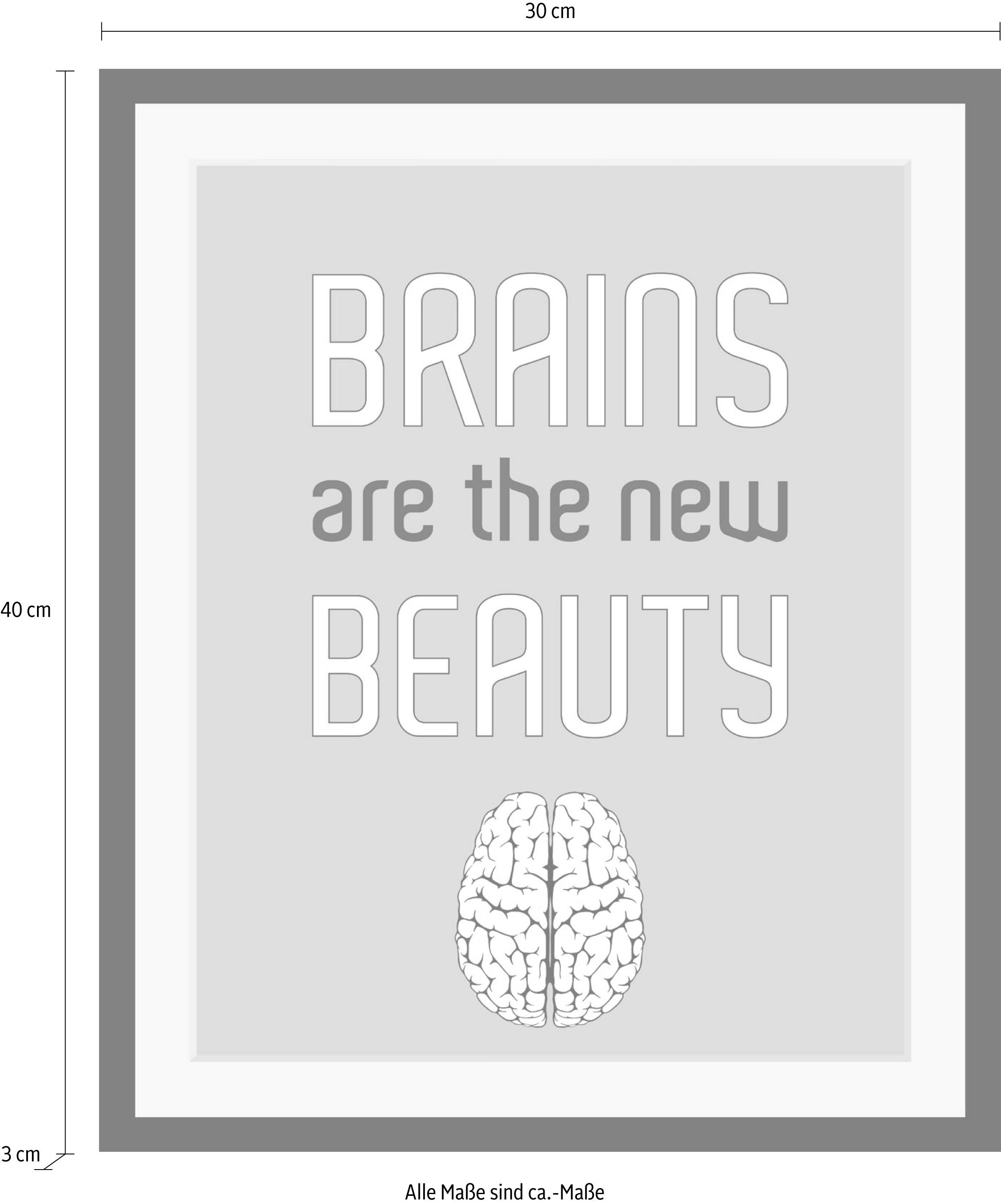 queence Bild »Brains« Anatomie | Schriftzug | Schriftzüge HD Premium Poster-Druck inkl. Holzrahmen