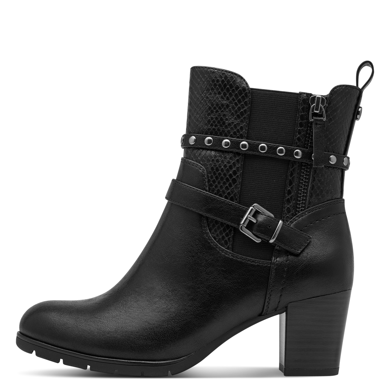 MARCO TOZZI Stiefelette  Ankle Boots mit Zierschnalle und Snake-Optik-Einsatz