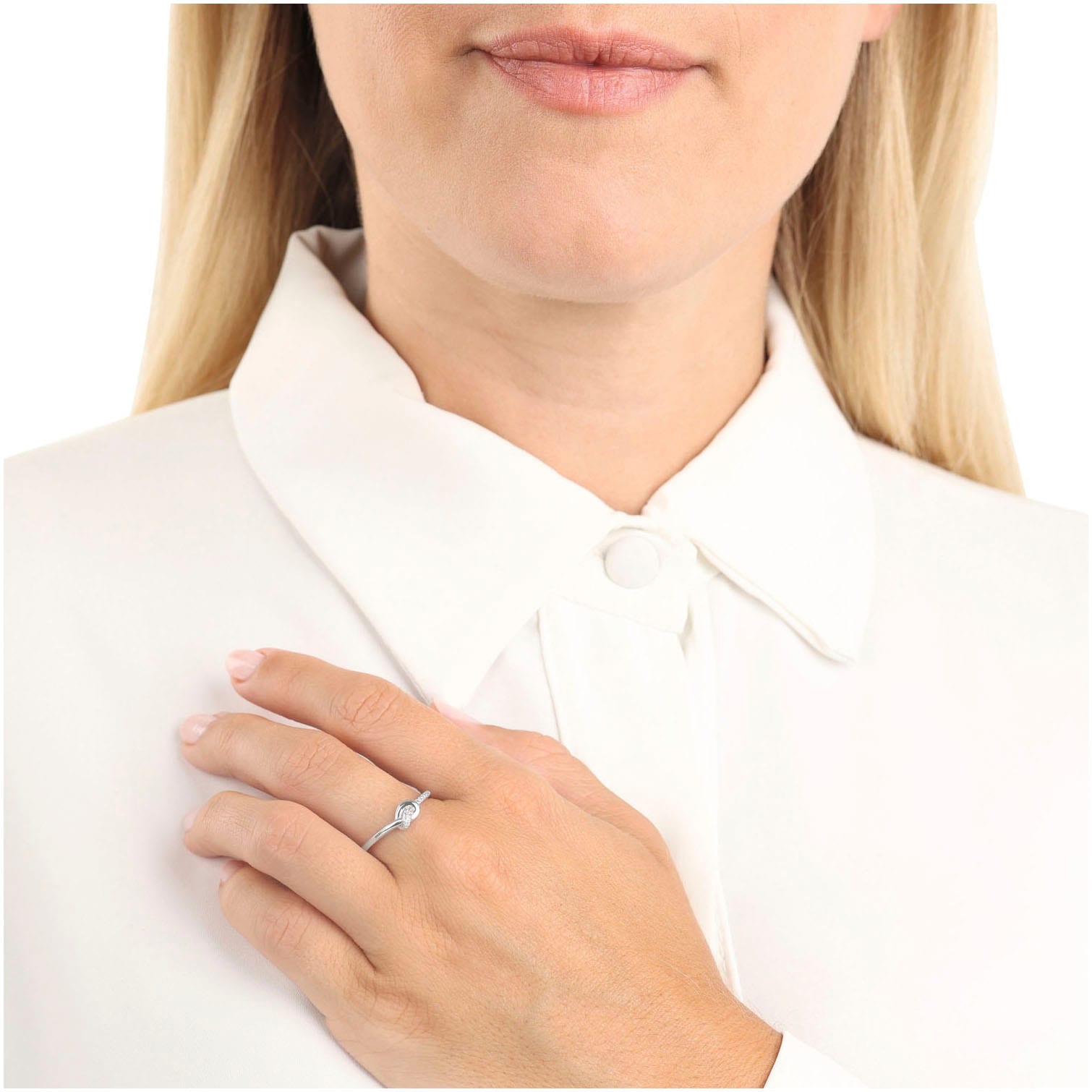 Amor Fingerring »Knoten-Optik, 2037262/-63/-64/-65/-66«, mit Zirkonia (synth.)