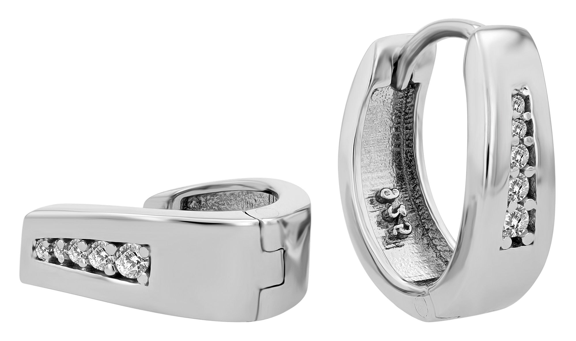 Adelia´s Paar Creolen »Damen Ohrringe ¿ Klappcreole aus 925 Silber mit Zirkonia«