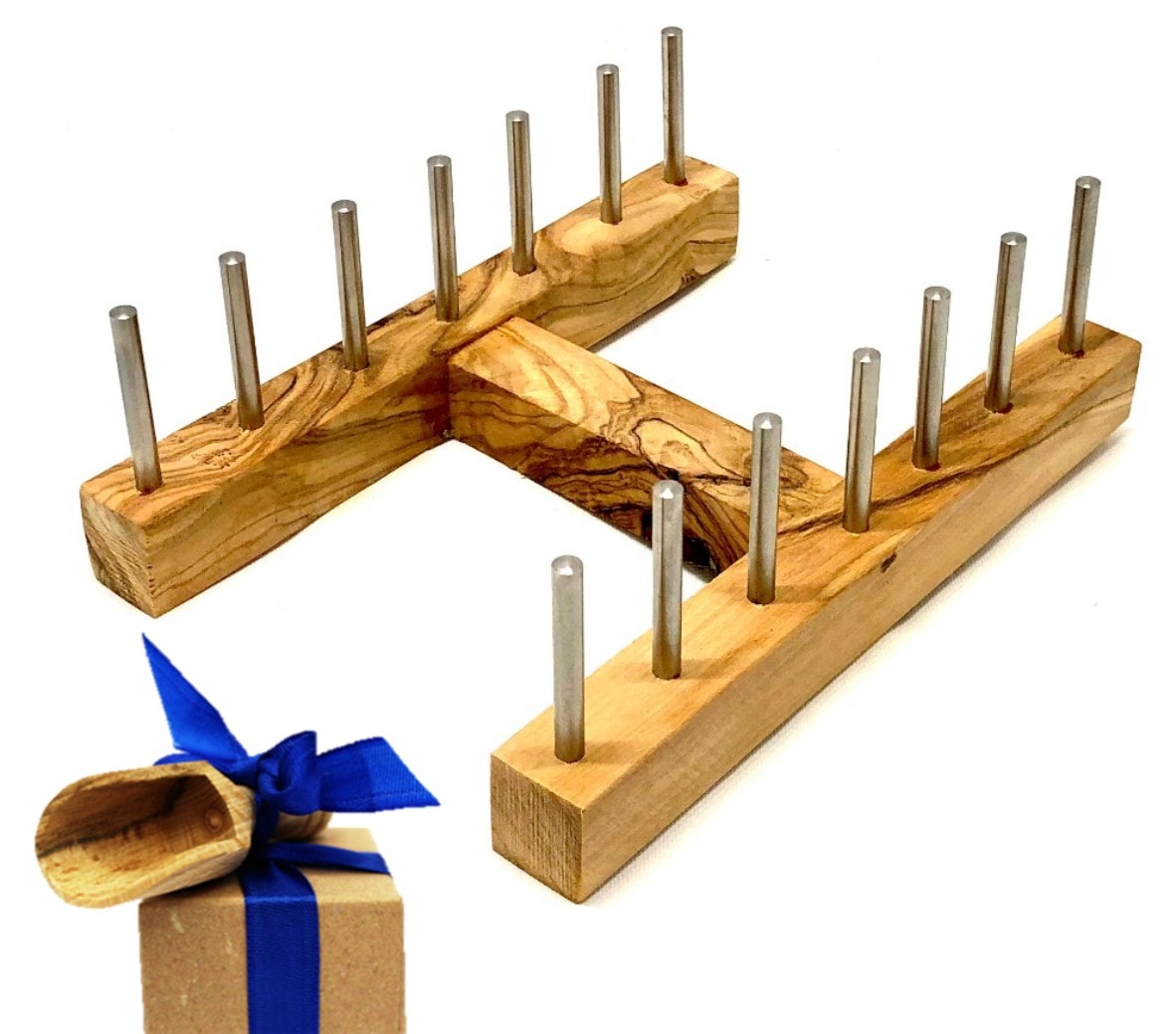 Olivenholz-Erleben Geschirrständer »Brettchenständer für bis zu 6 Frühstücksbretter« Platzsparende Aufbewahrung für bis zu 6 Brettchen an einem Ort...