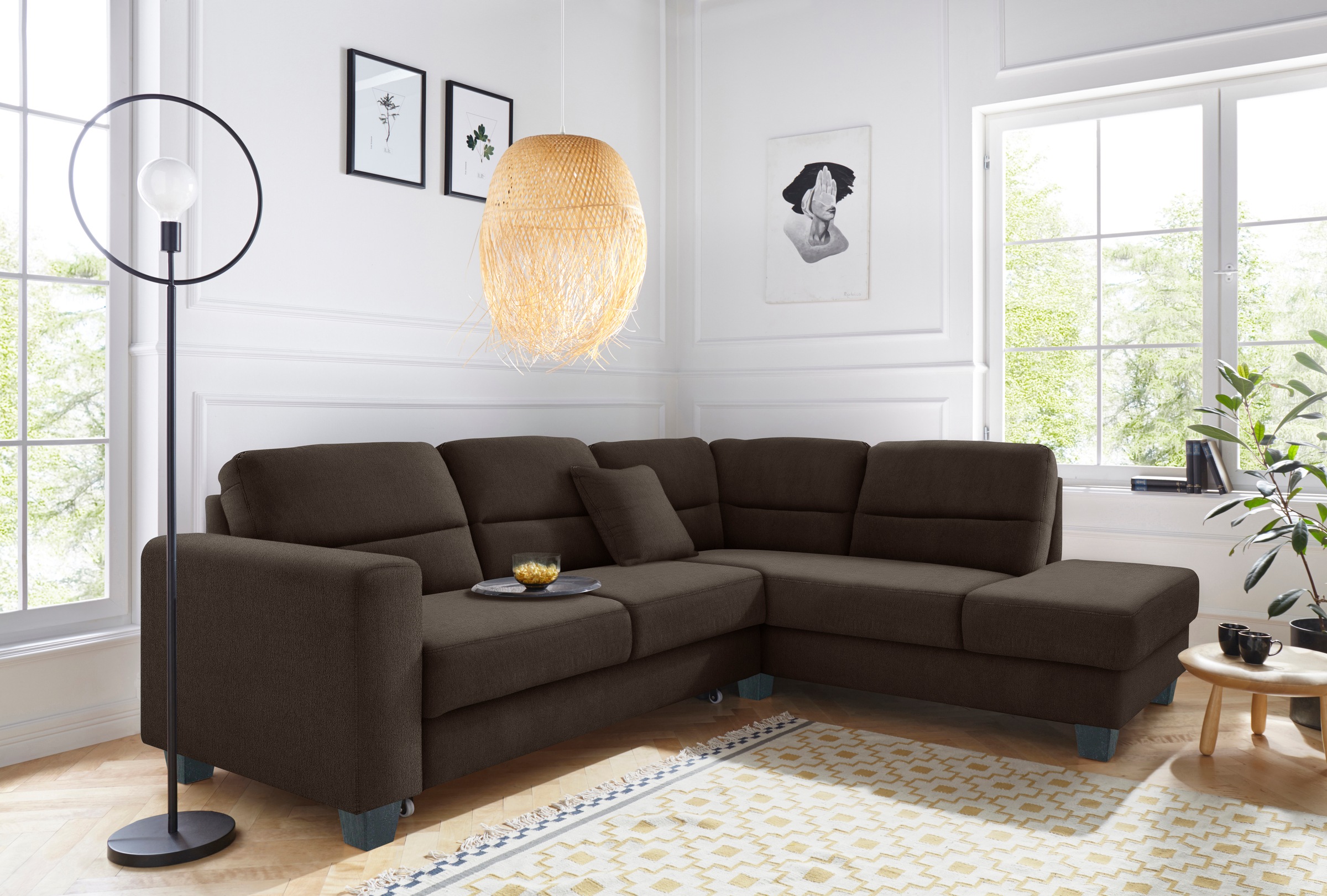 TRENDMANUFAKTUR Ecksofa »Chamber, zeitlos & elegant, bequem, L-Form«, inklusive einer Kopfstütze, wahlweise mit Schlaffunktion