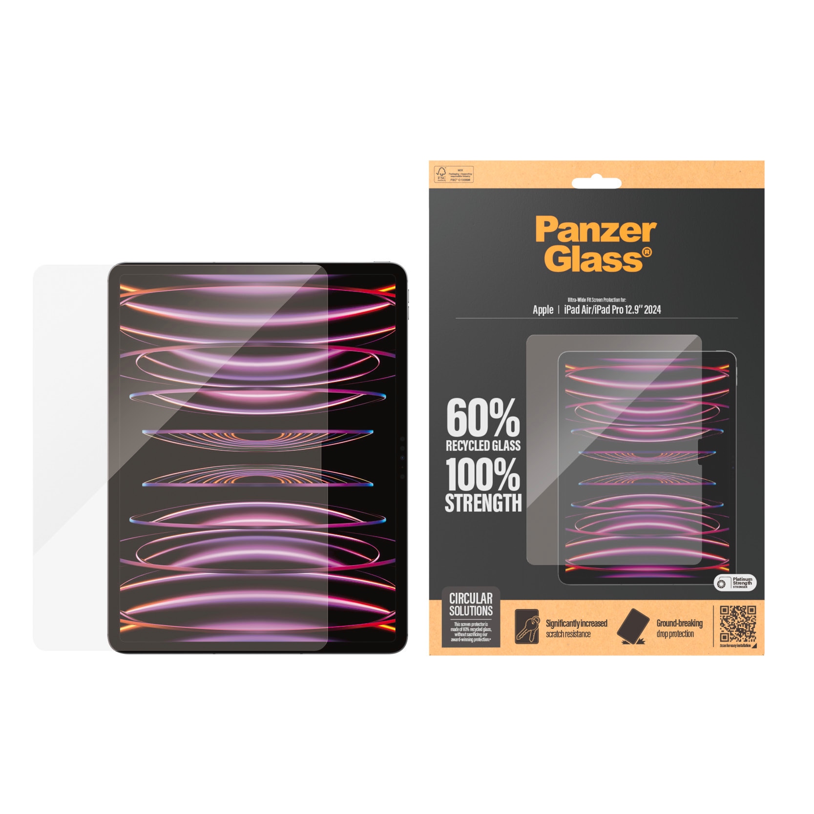 PanzerGlass Displayschutzglas »Ultra Wide Fit Screen Protector«, für Apple iPad Air-Apple iPad Pro 12.9 2024, Displayschutzfolie, Schutzfolie, Bildschirmschutz, kratz- & stoßfest