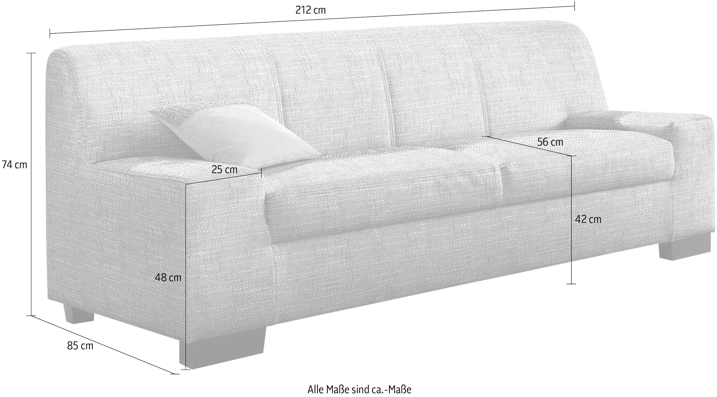 DOMO collection 3-Sitzer »Norma zeitlos, kubisch und elegant, komfortabel, flache Armlehnen«