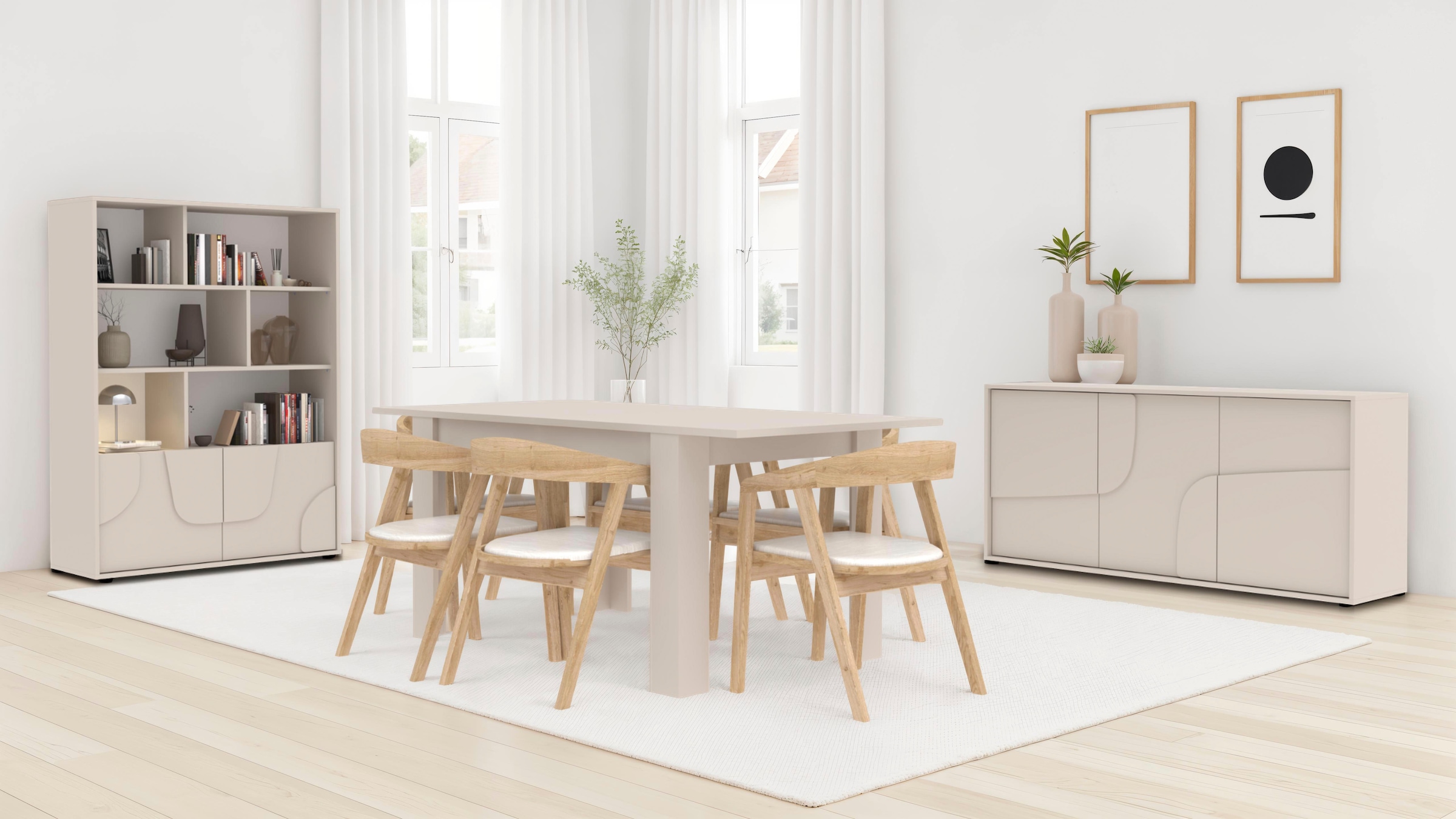 INOSIGN Highboard »Stone« 3D-Design, Push-to-open, Stauraum dekorativ & praktisch, Füße wählbar