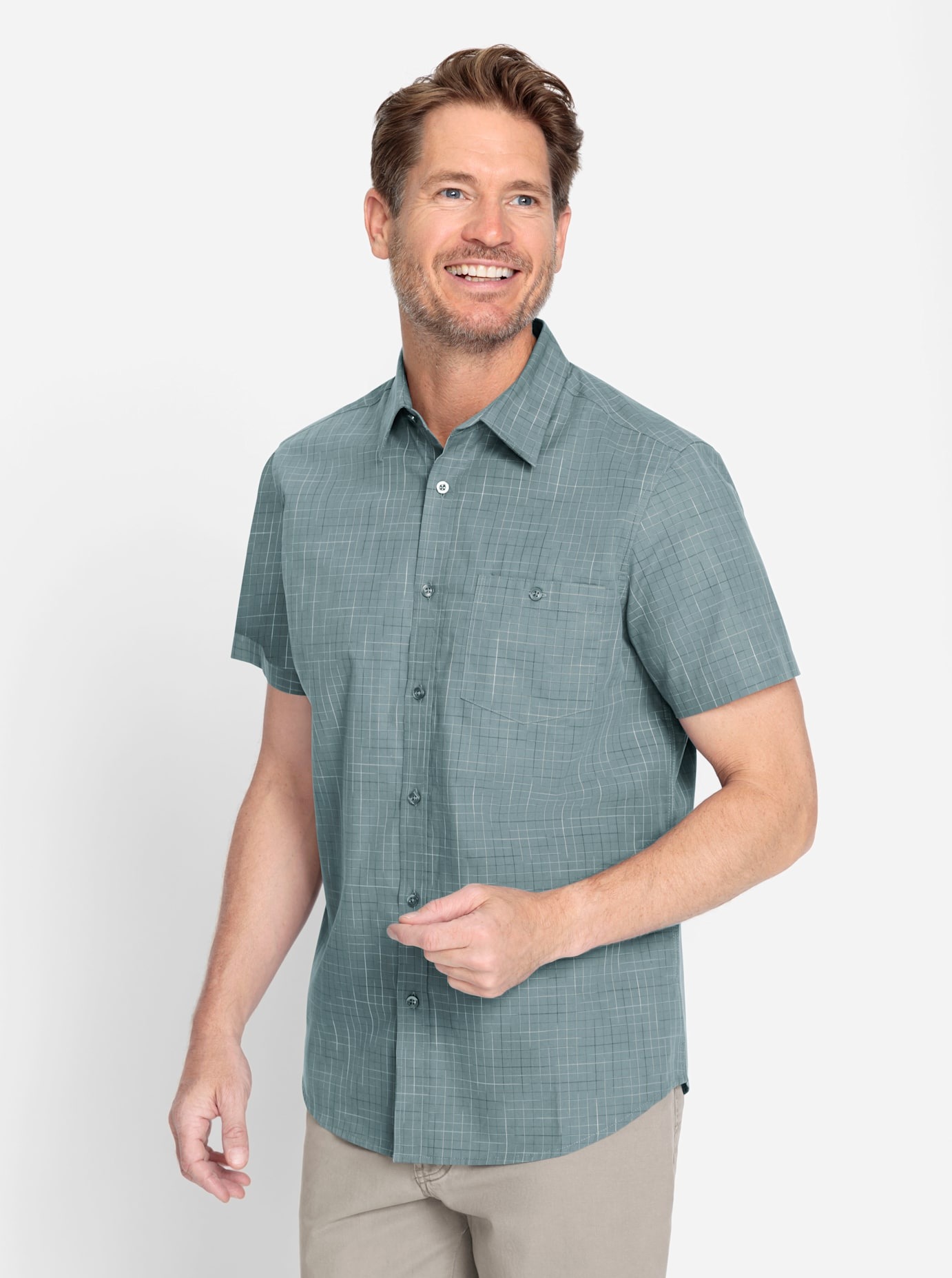 Catamaran Herren Kurzarmhemd in grün, Größe 39/40