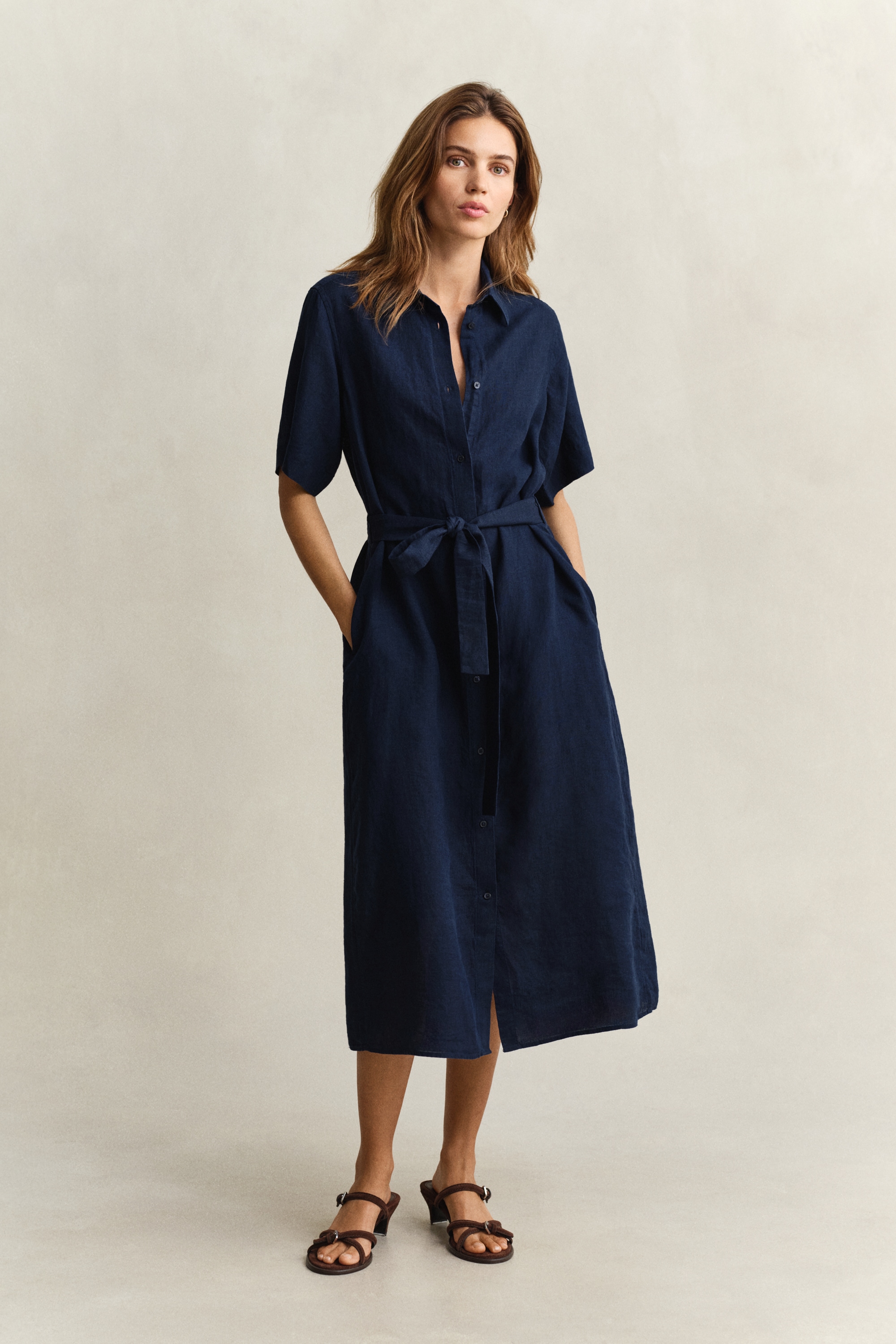 Gant Hemdblusenkleid »LINEN« Ohne Tasche Regular fit mit Bindegürtel