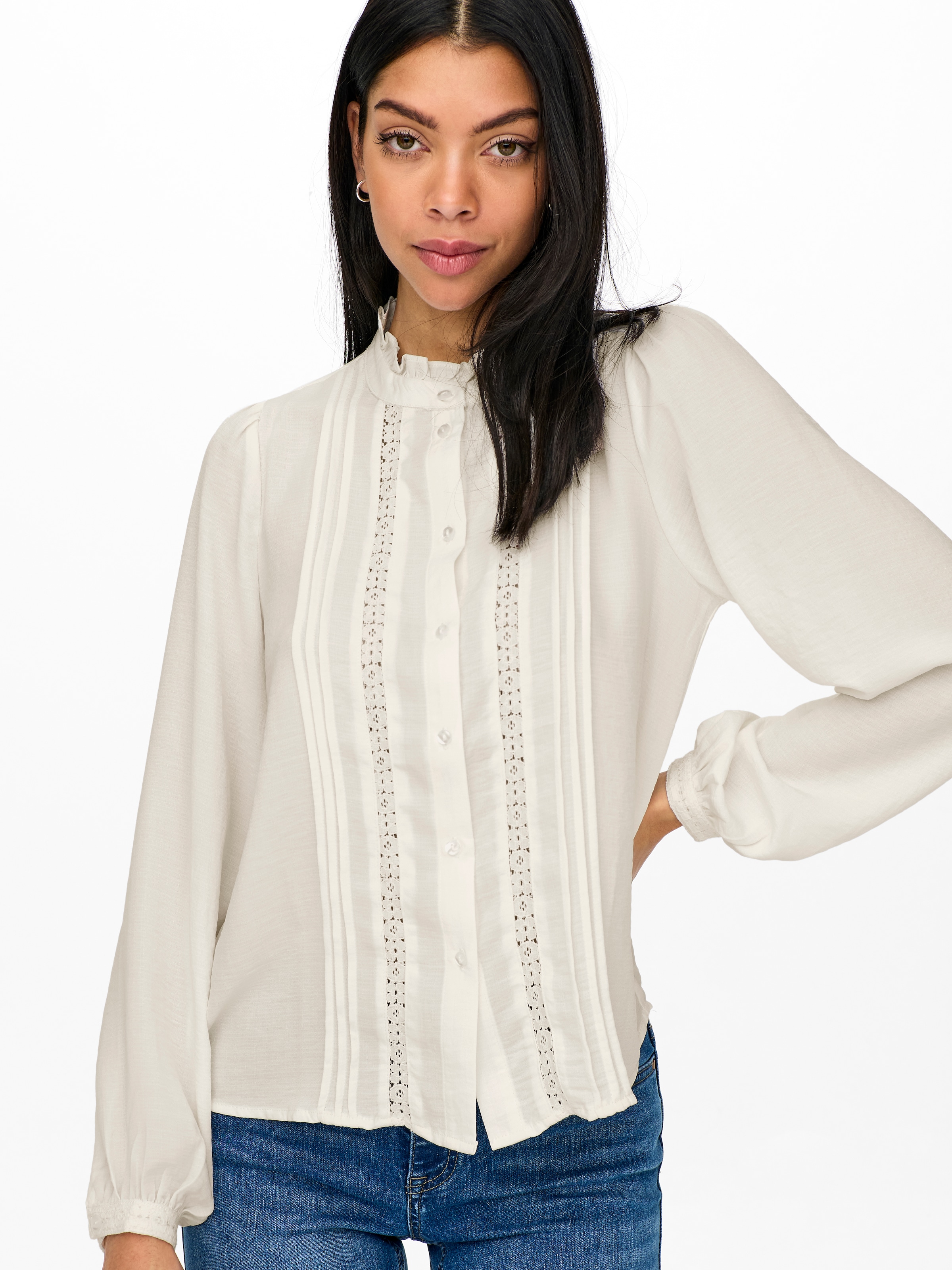 JDY Rüschenbluse »JDYELLIS L/S LACE SHIRT WVN NOOS«