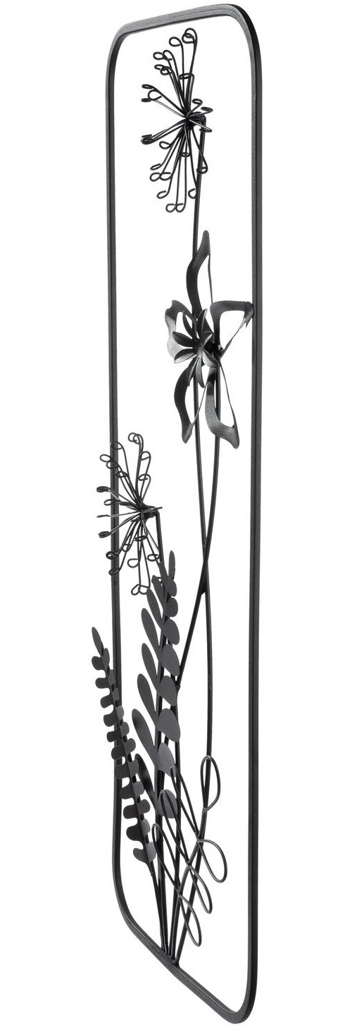 GILDE Wanddekoobjekt »Wandrelief, "Black Flowers", Blumenmotiv, Metall, schwarz« Wandrelief Black Flowers Blumen Wanddeko Wohnzimmer