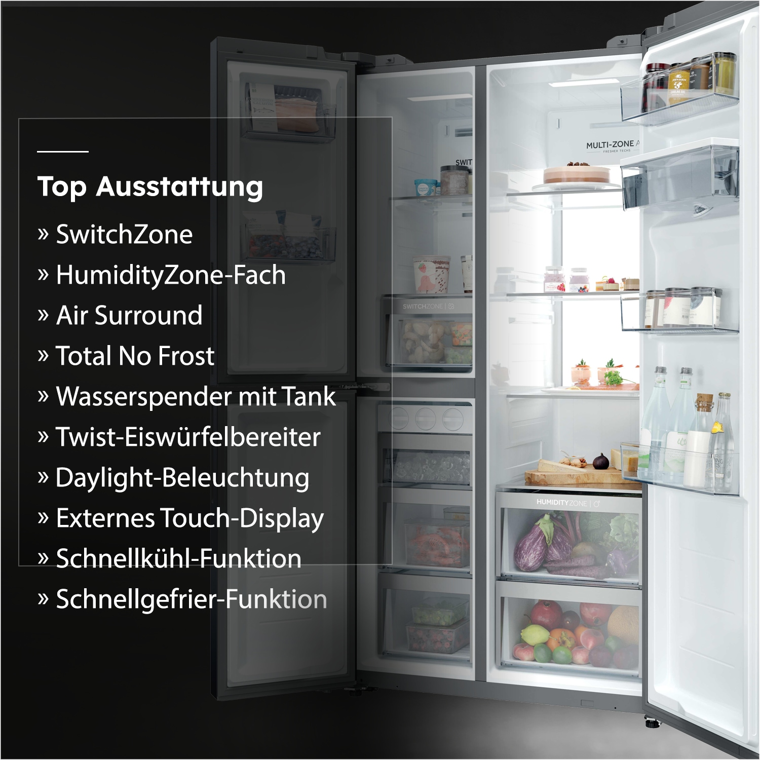 Haier Kühl-/Gefrierkombination »HSPR79F18EWMB« 177,5 cm hoch 90,5 cm breit Humidity Zone: Obst, Gemüse und Salat 2x länger frisch halten