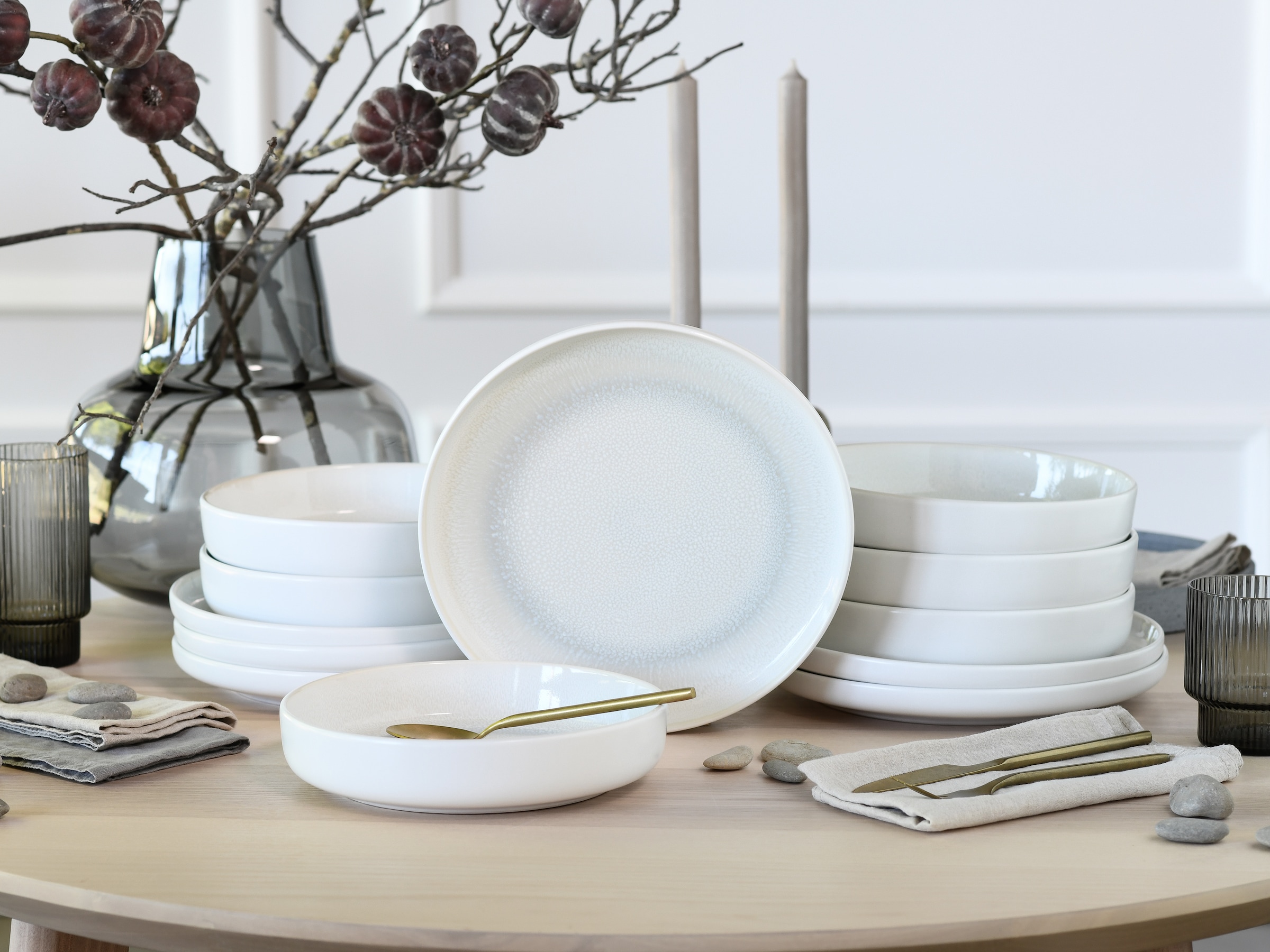 OTTO home Tafelservice »modernes Geschirr-Set, Service Lykk« hohe Haltbarkeit, spülmaschinen- & mikrowellengeeignet, Reaktivglasur