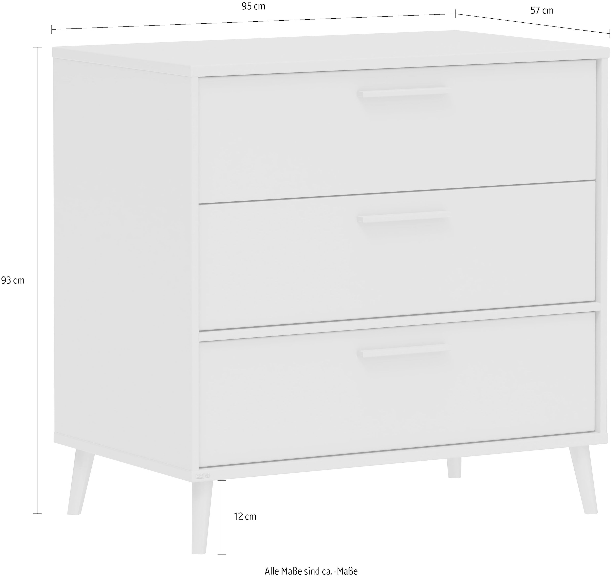 PAIDI Wickelkommode »EEFJE in Beige, 3 Schubladen mit Soft-Close, verschiedene Ausführungen« bis 50 kg langlebige Kommode, geprüfte Sicherheit, Wickeltisch aus Holz 95 cm