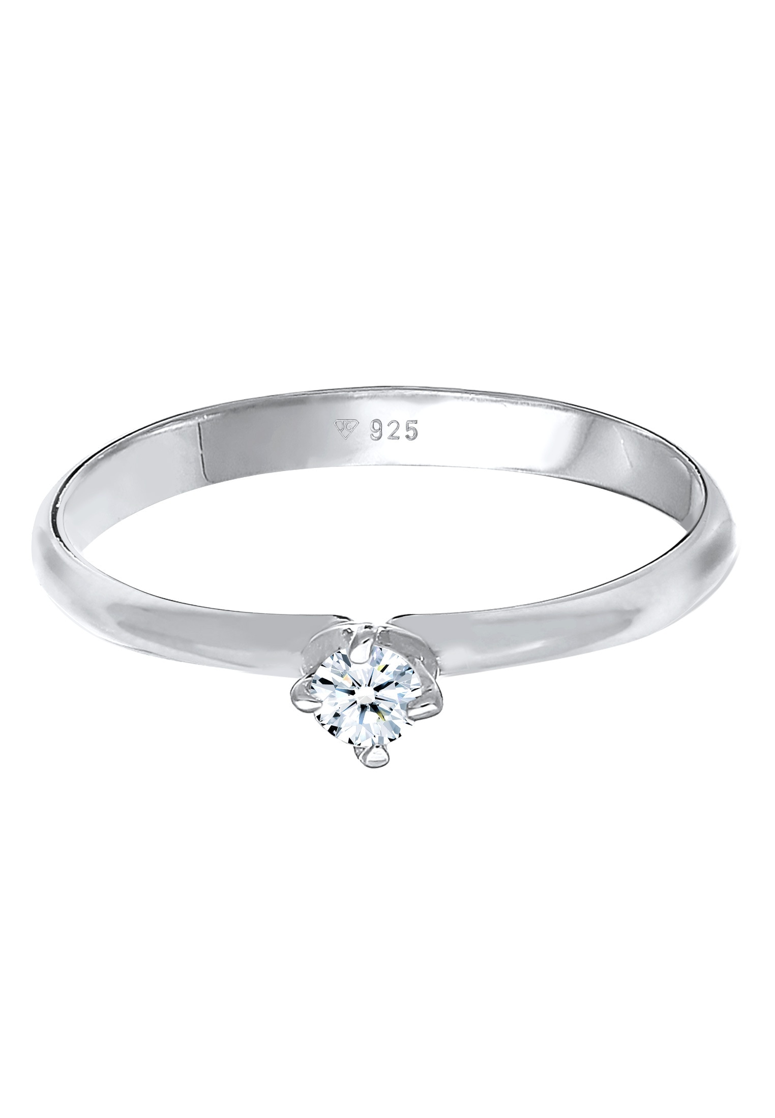 Elli DIAMONDS Diamantring »Ring Ring Solitär Diamant (0.11 ct.) Klassik 925 Silber«
