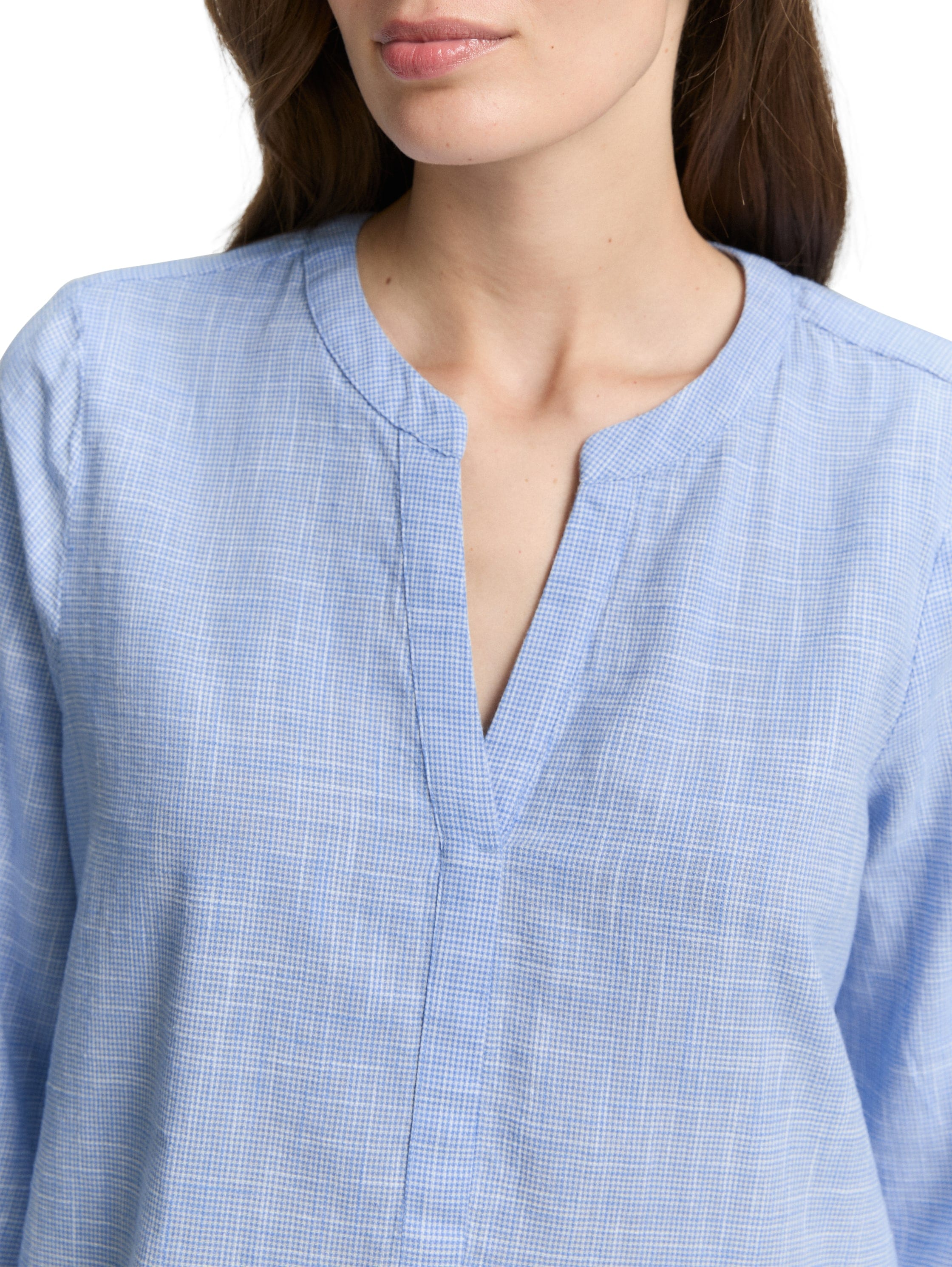 TOM TAILOR Klassische Bluse, mit geschlitztem Rundhalsausschnitt