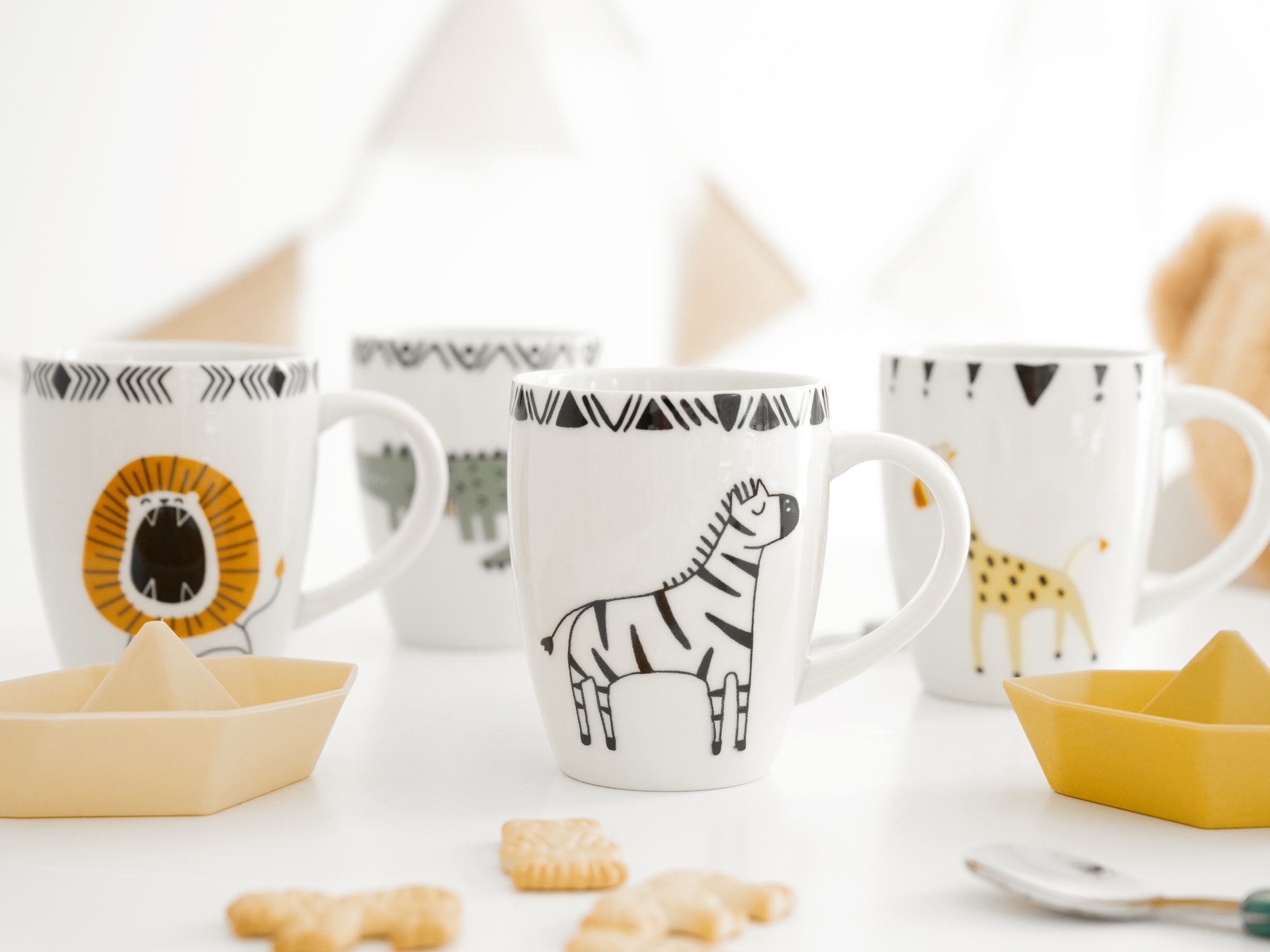 CreaTable Becher »Safari, Becher-Set 4-tlg.« Tiermotive, skandinavischer Stil, Ethno-Style Motive