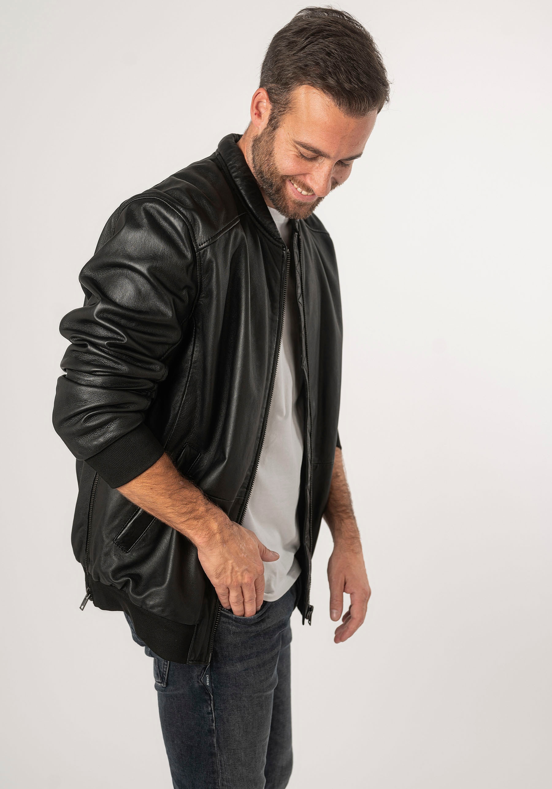 Mauritius Lederjacke »2Mkaira OS«, mit Reißverschluss, Strickbündchen, Ärmeltasche