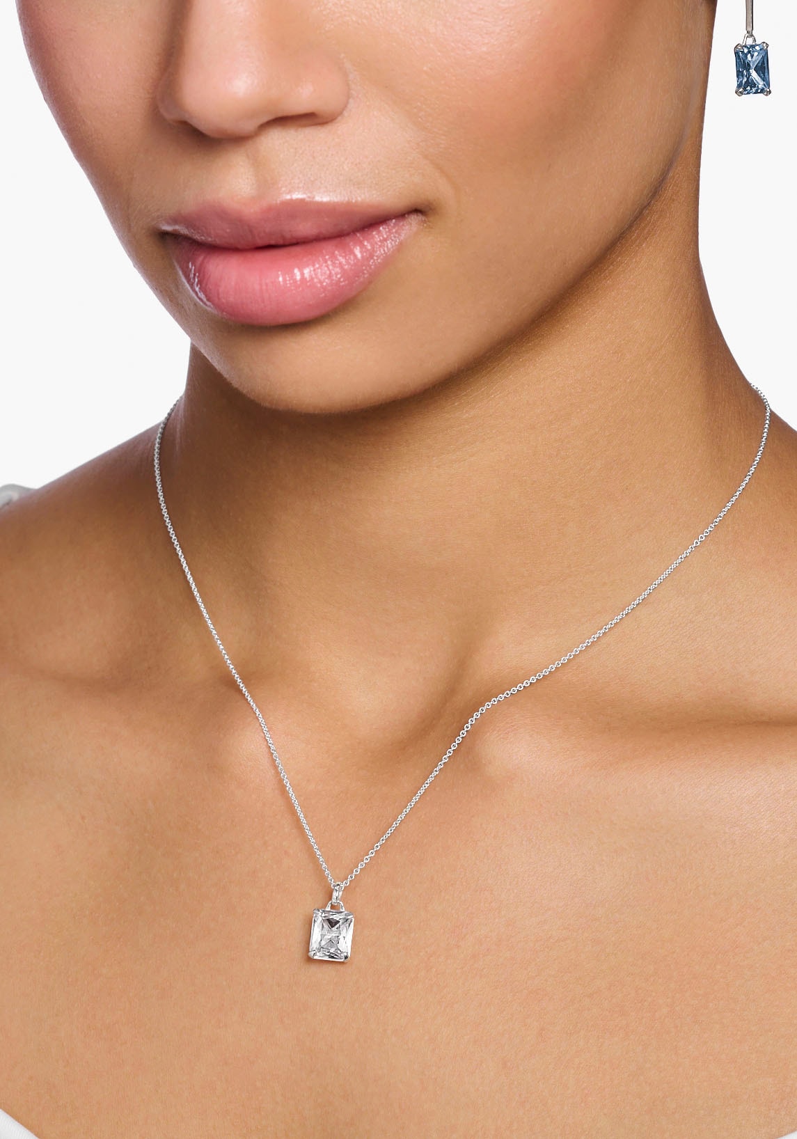 THOMAS SABO Kette mit Anhänger »pinker Stein, weißer Stein, KE1964-051-14-L45V, KE1964-051-9-L45V«, mit Zirkonia (synth.)