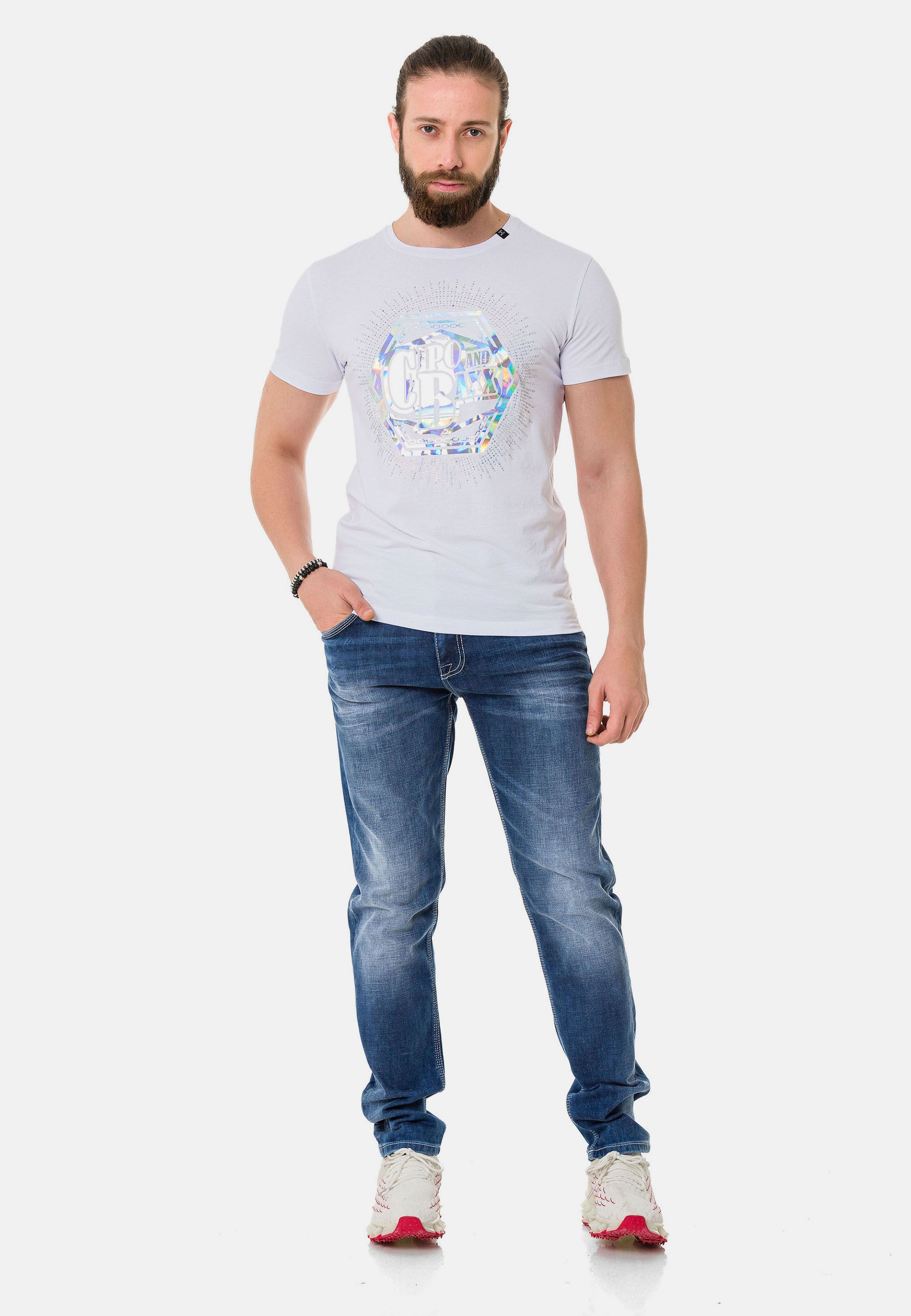 Cipo & Baxx T-Shirt »CT720« gerade geschnitten