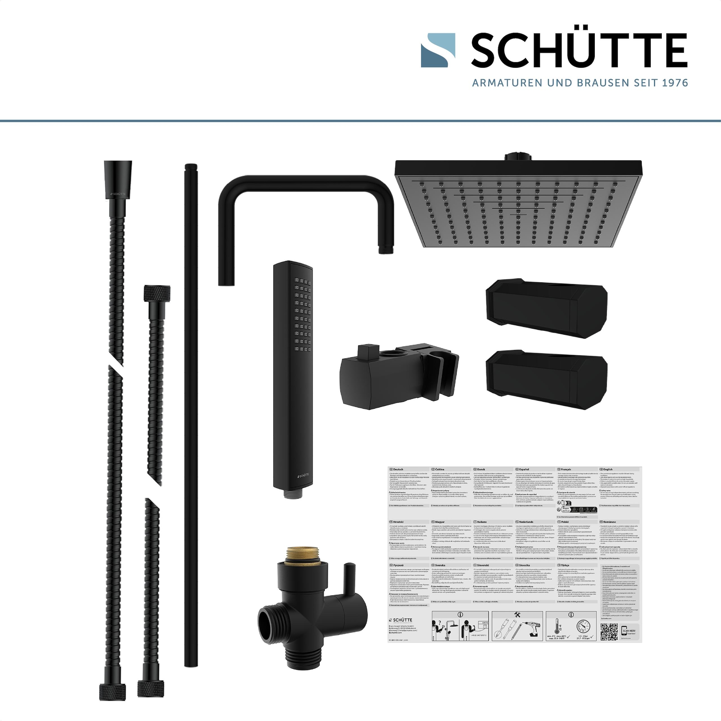 Schütte Brausegarnitur »TOKYO«, (Set, 10 tlg.), inkl. Wasserspardichtung, Antikalk, höhenverstellb., Edelstahl-Stange