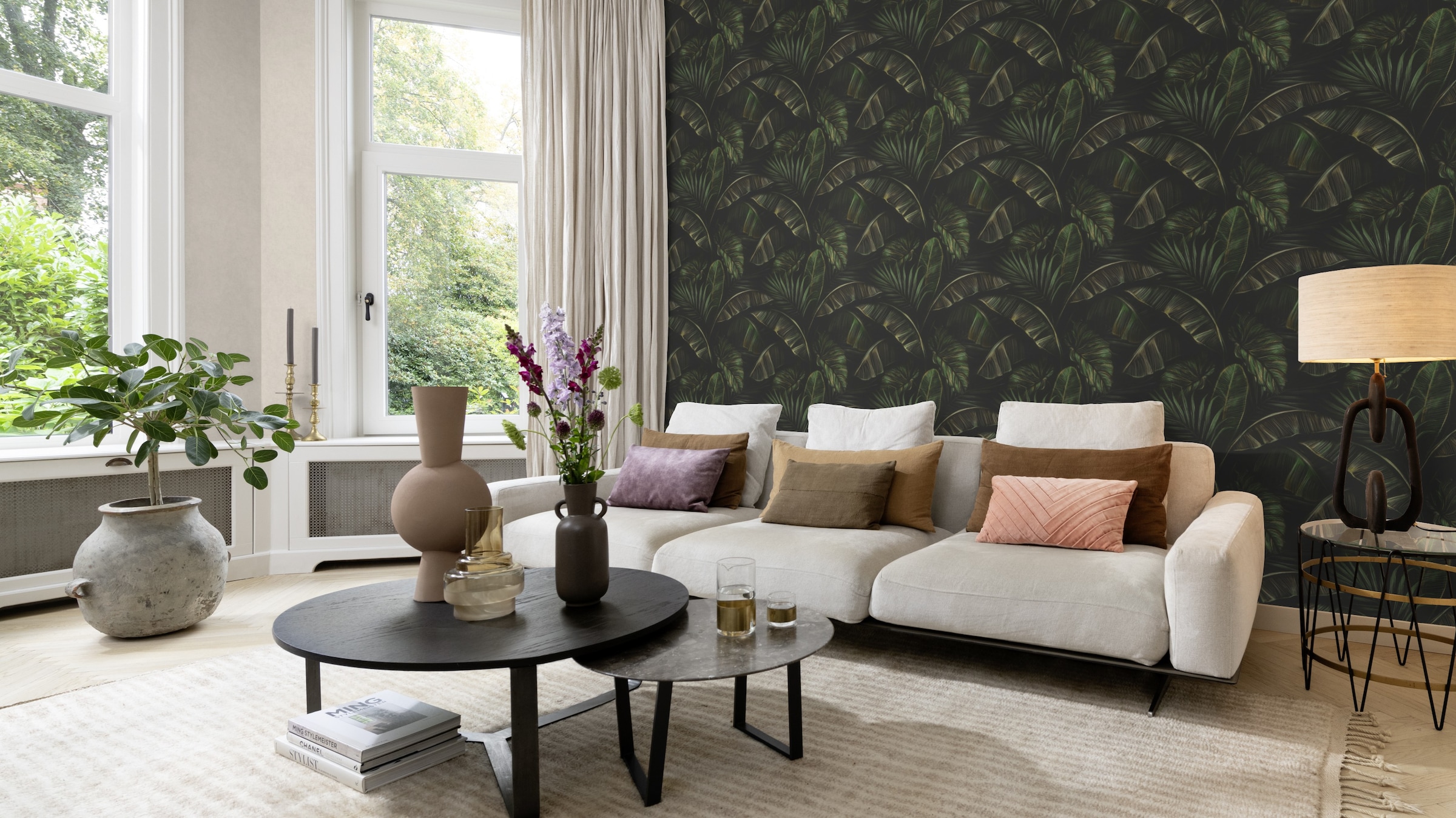 Rasch Papiertapete »mit exotischen Blättern« botanisch strukturiert mit Palmenblättern