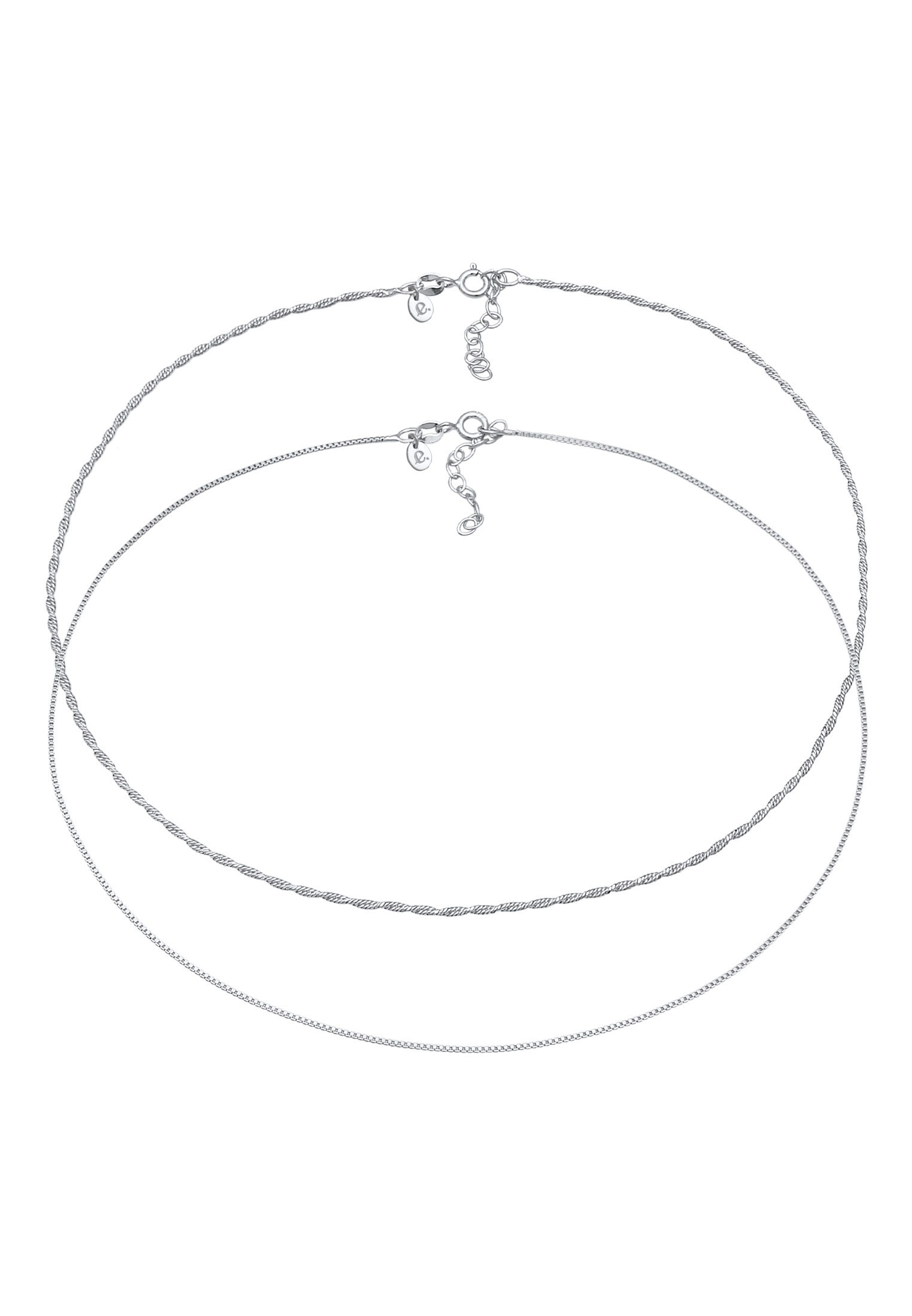 Elli Premium Ketten-Set »Halskette Choker Kordelkette Veneziakette (2 tlg) 925 Silber«