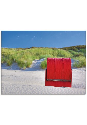 Artland Glasbild »Roter Strandkorb«, Strand, (1 St.), in verschiedenen Größen kaufen