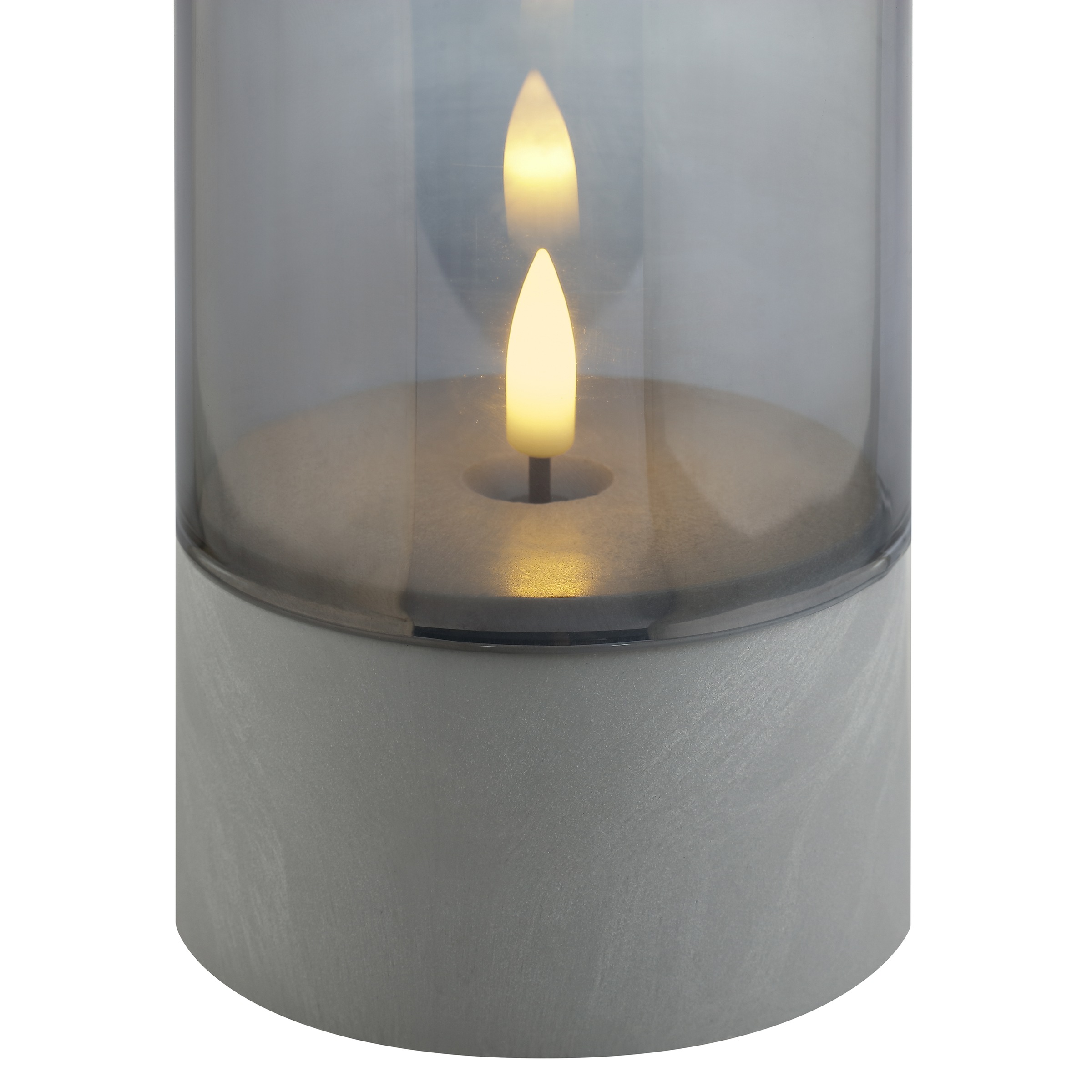 Brilliant LED Tischleuchte »Illusion« LED-Modul 2 Stk. LED-Kerzen Tischleuchten 2er-Set, 16x8 cm, Rauchglas, 2500 K, grau