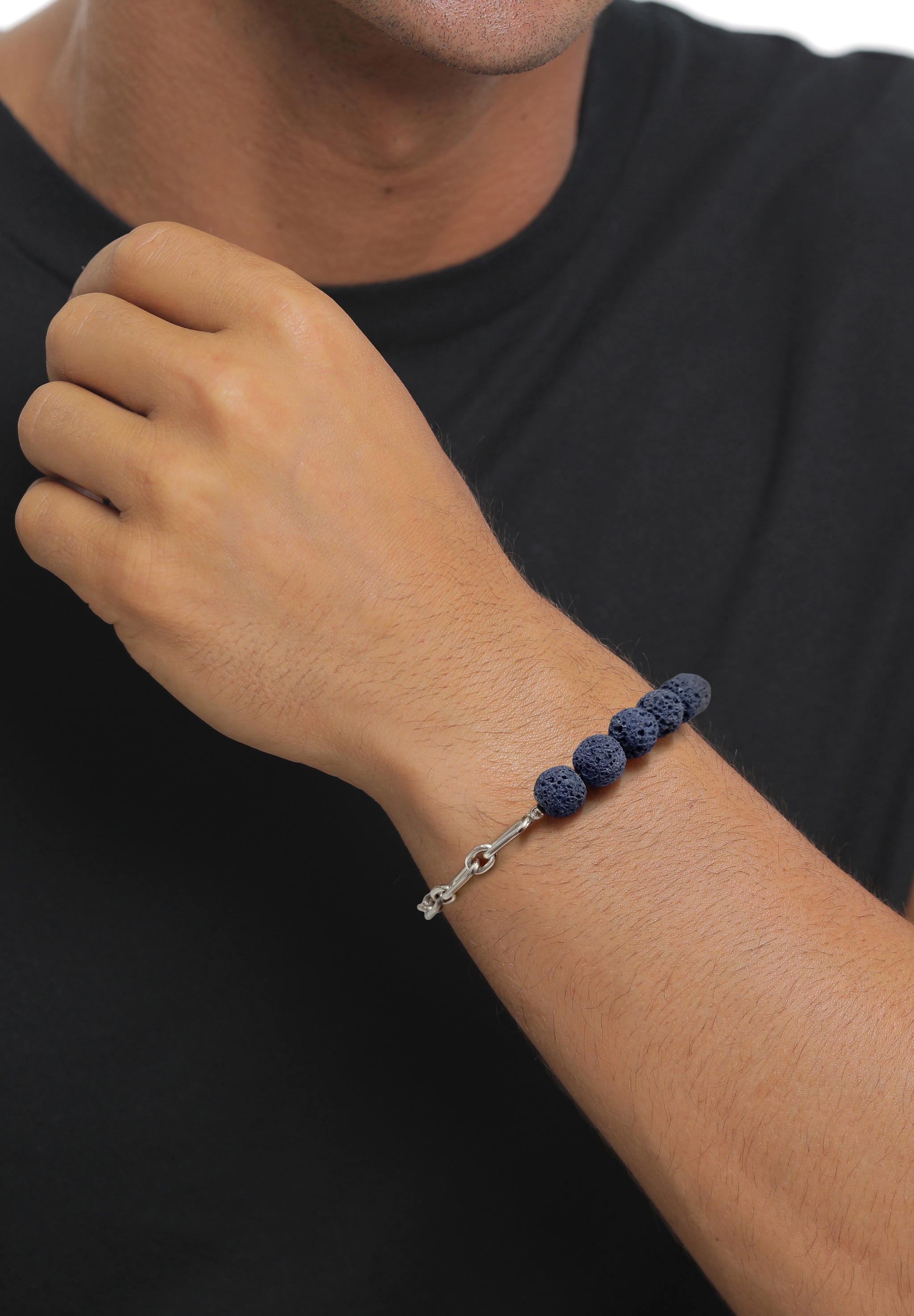 Kuzzoi Armkette »Armband Lava Beads Blue 925 Sterling Silber«