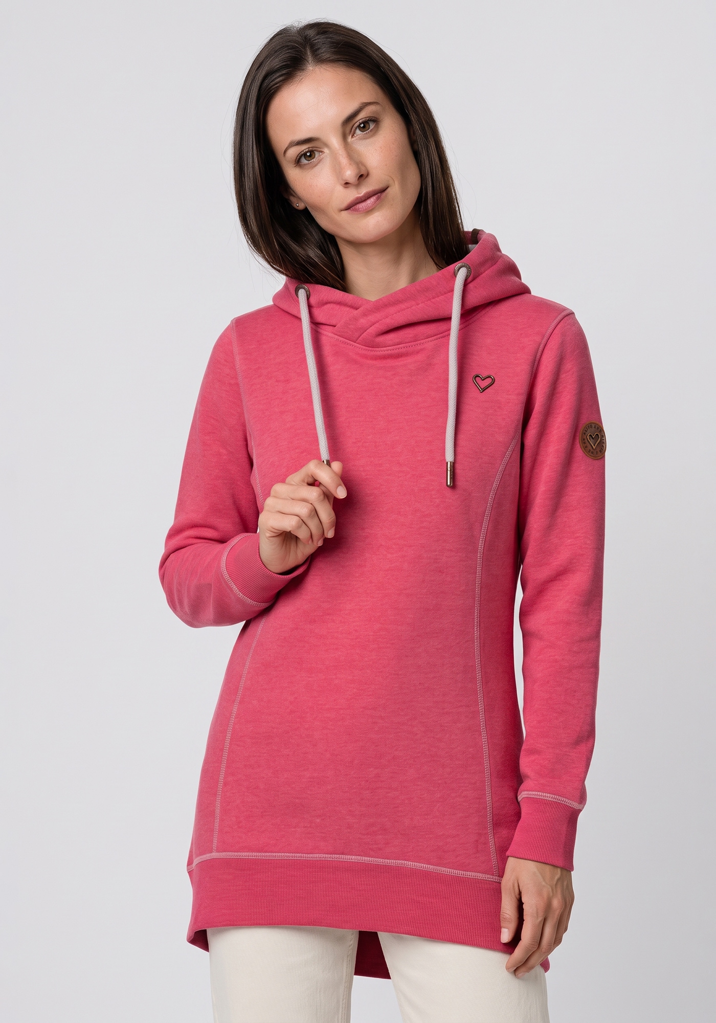 Alife & Kickin Kapuzensweatshirt »AlvaAK A«, schlichtes Kapuzensweatshirt mit Herz-Aufnäher, länger geschnitten
