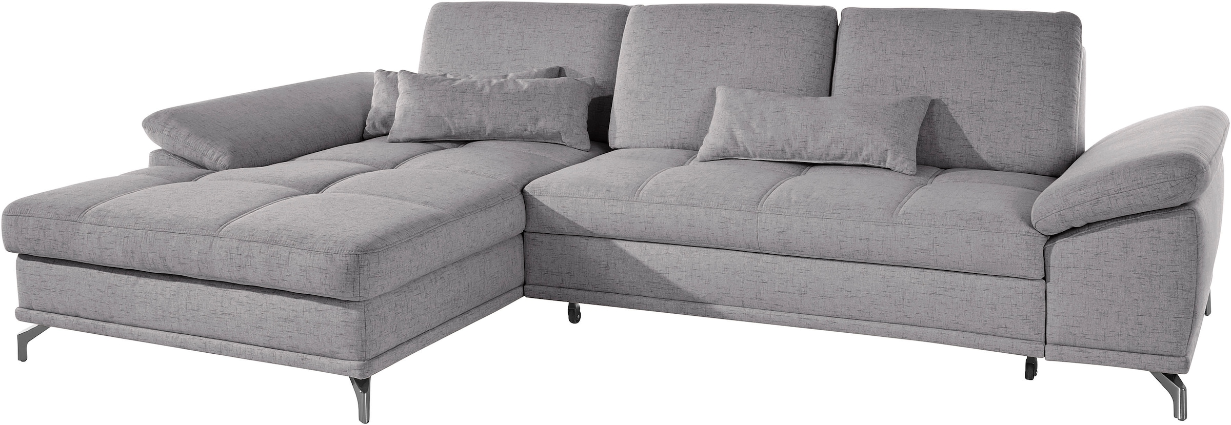 PLACES OF STYLE Ecksofa »Costello L-Form, B: 301 cm mit Sitztiefen-, Armteilverstellung &« 3 Nierenkissen, optional Bettfunktion & Bettkasten