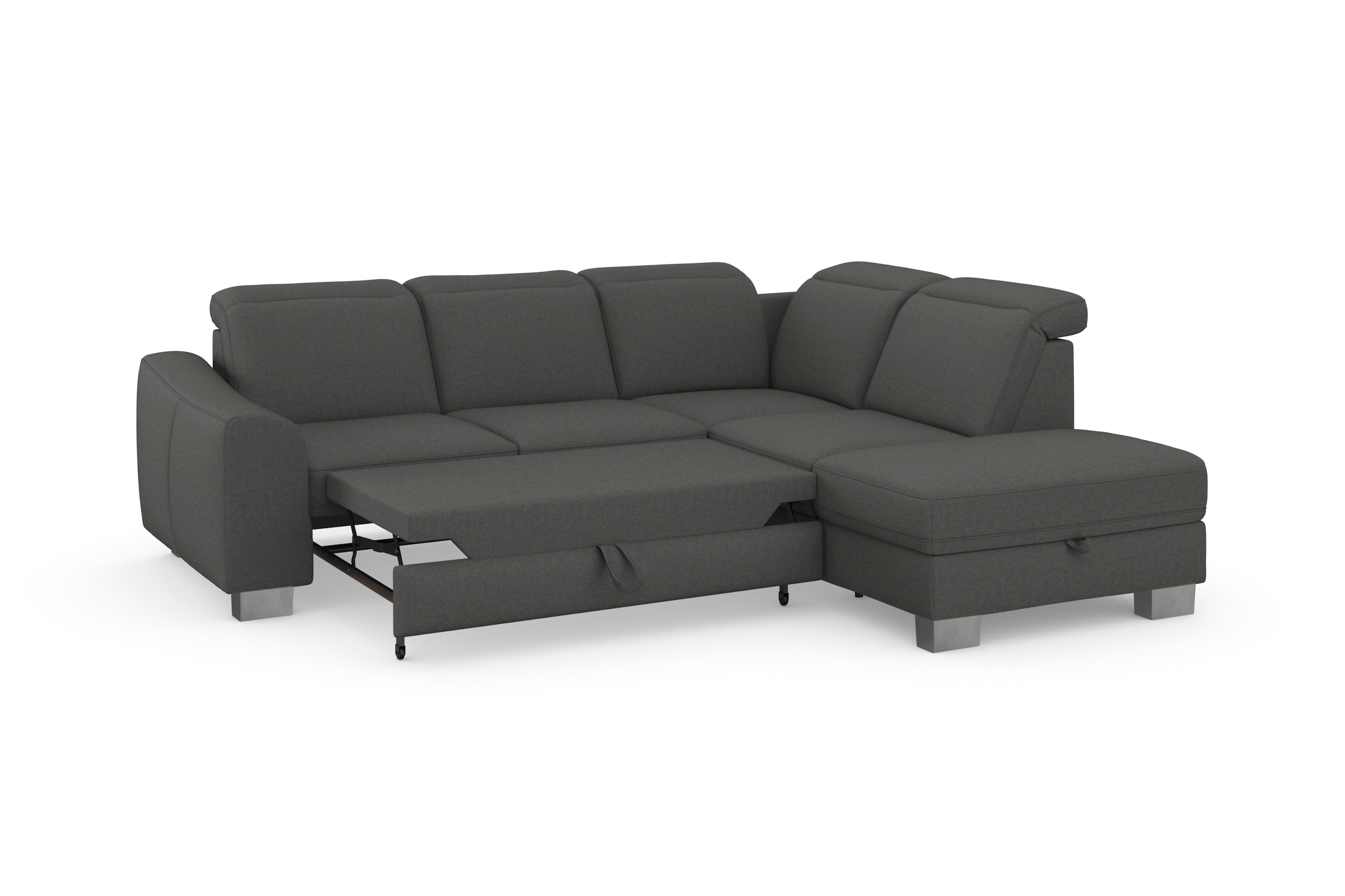 sit&more Ecksofa »Dundee L-Form«, mit Federkern und Edelstahlfüßen, wahlweise mit Kopfteilverstellung