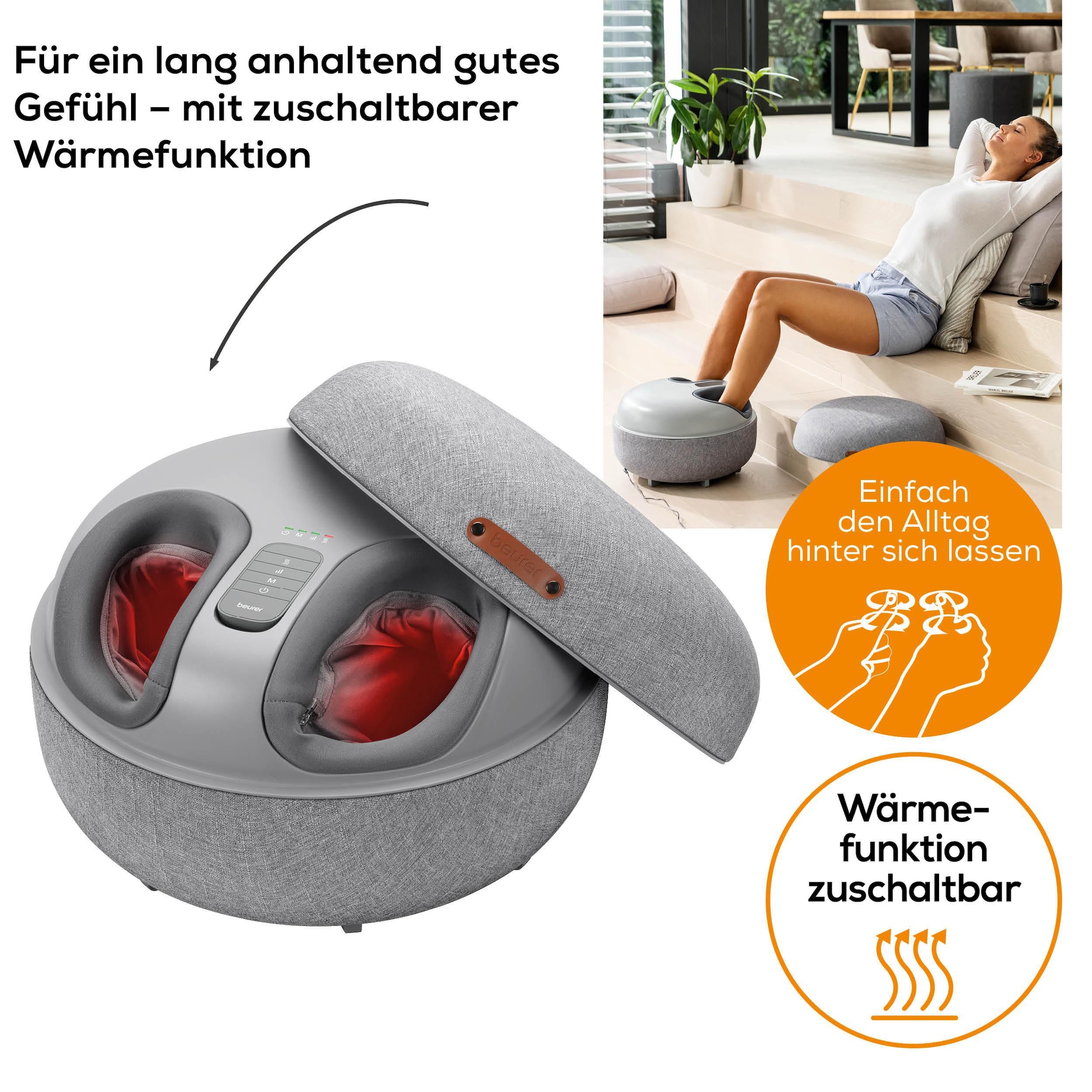 BEURER Shiatsu-Fußmassagegerät »Beurer FM 120 Massagegerät, 2-in-1: Hocker und Massagegerät«, Mit Luftkompressionsmassage und Shiatsu-Massage, inkl. Wärmefunktion