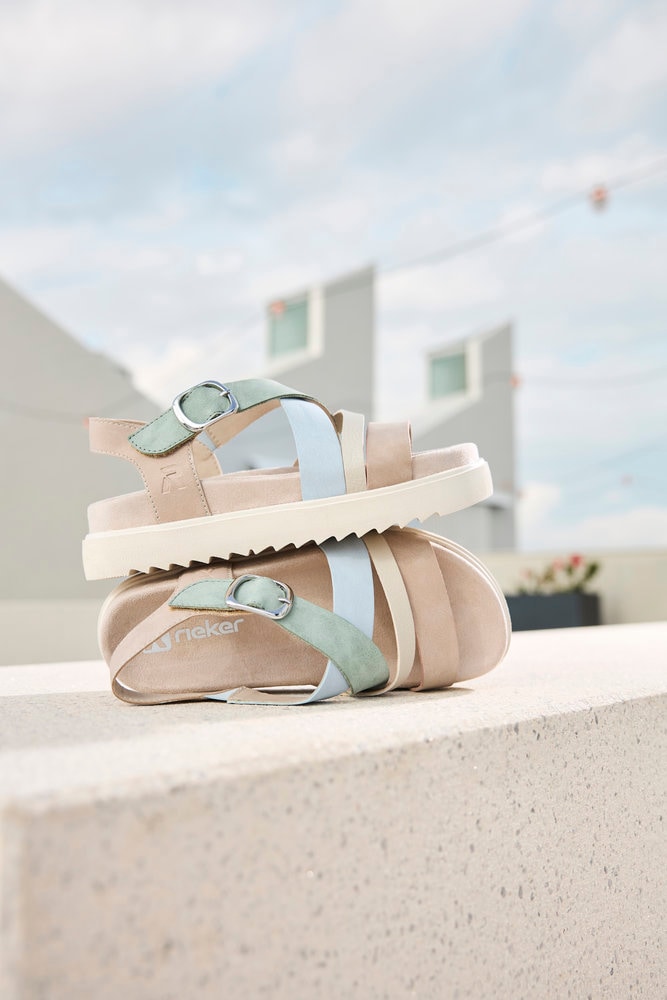 Rieker Plateausandale  Sandalette, Urlaubsschuh, Sommerschuh mit Klett-Riemchen