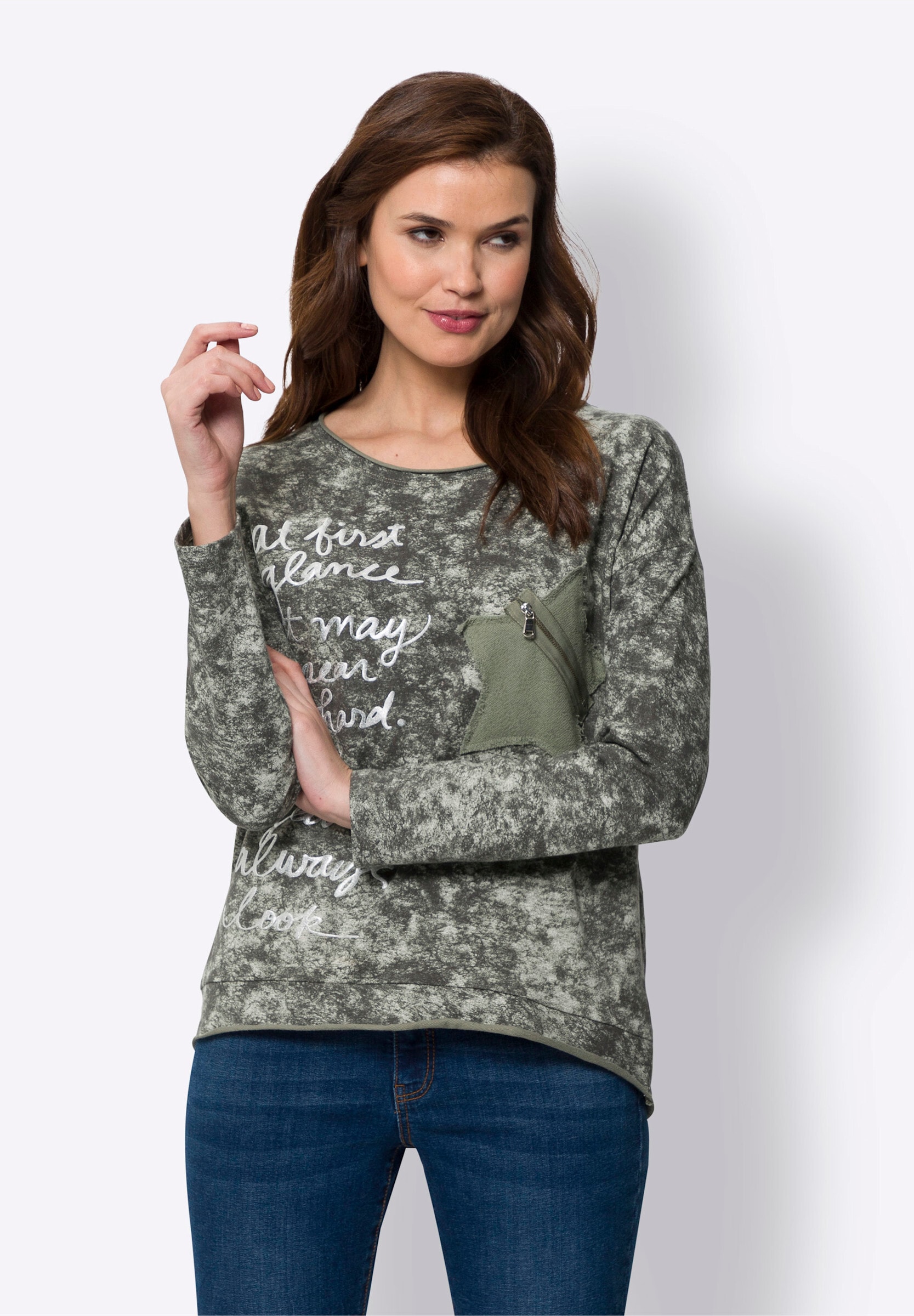 heine Sweatshirt »Sweatshirt Sweatshirt mit Rollkanten«
