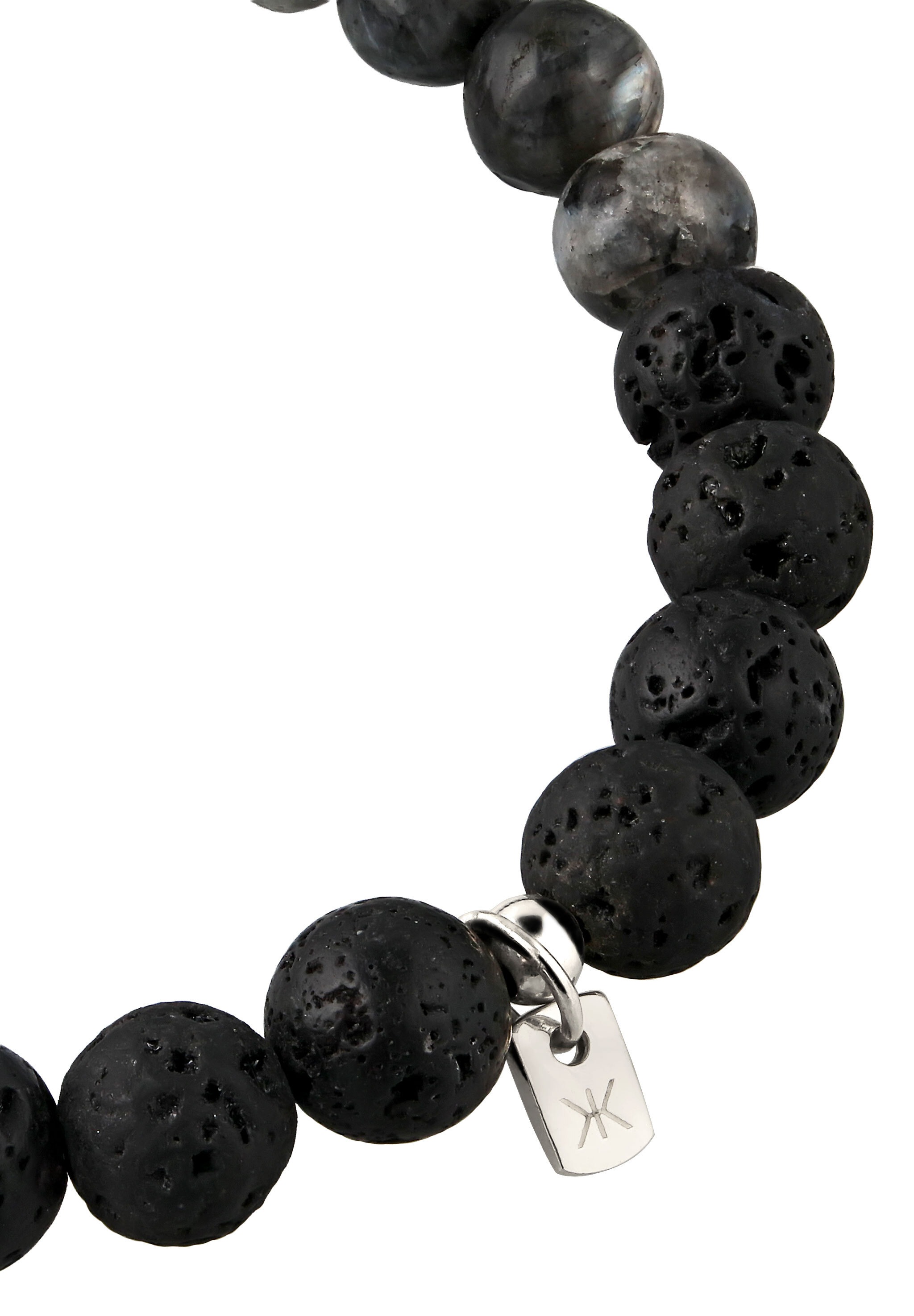 Kuzzoi Armkette »Armband Lava Lavakite Amethyst Stones Schwarz 925 Sterling Silber«