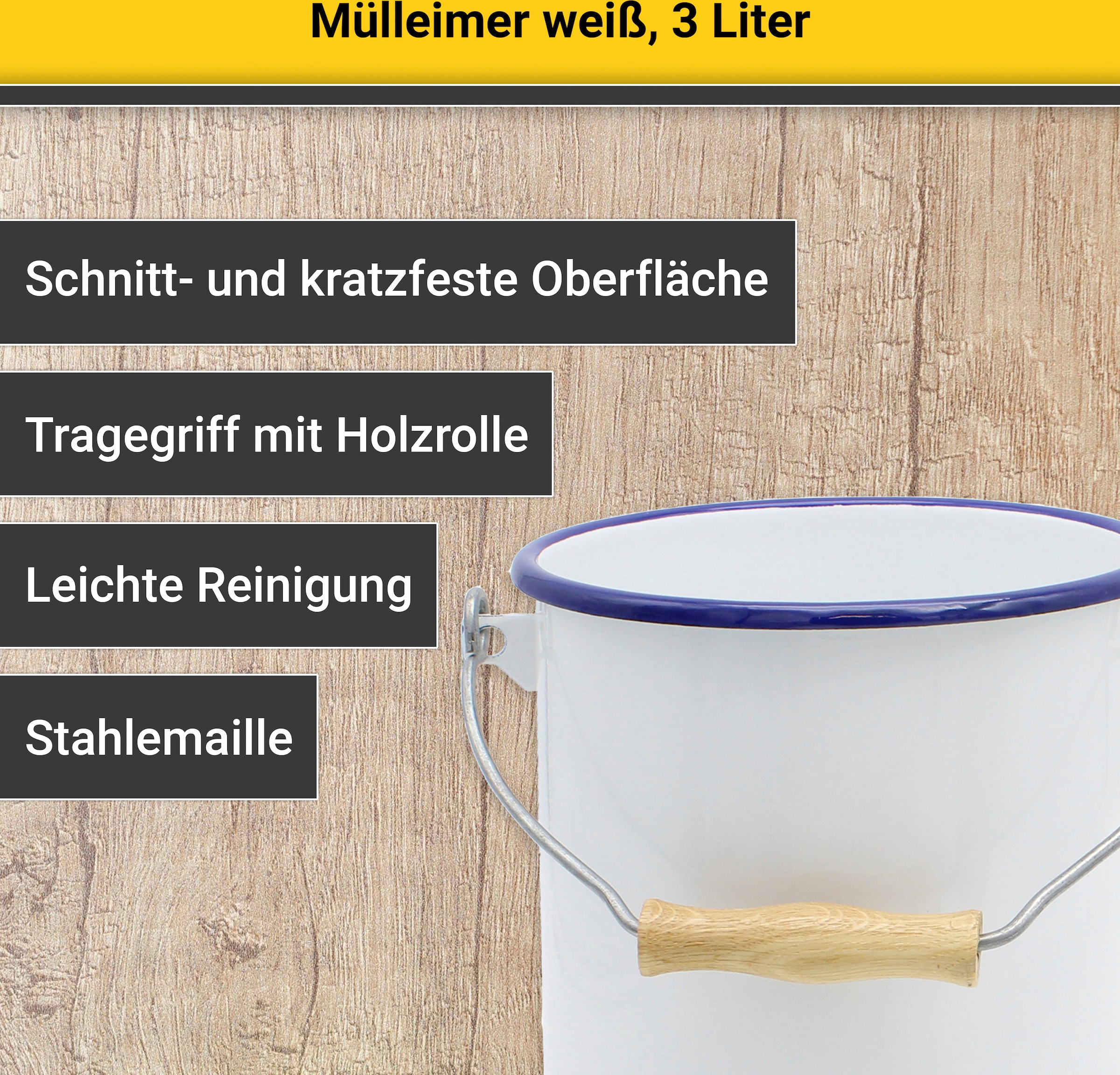 Mülleimer Shop Emaille, Made Behälter, in im OTTO Europe 3 1 Liter, »Husum«, Online Krüger