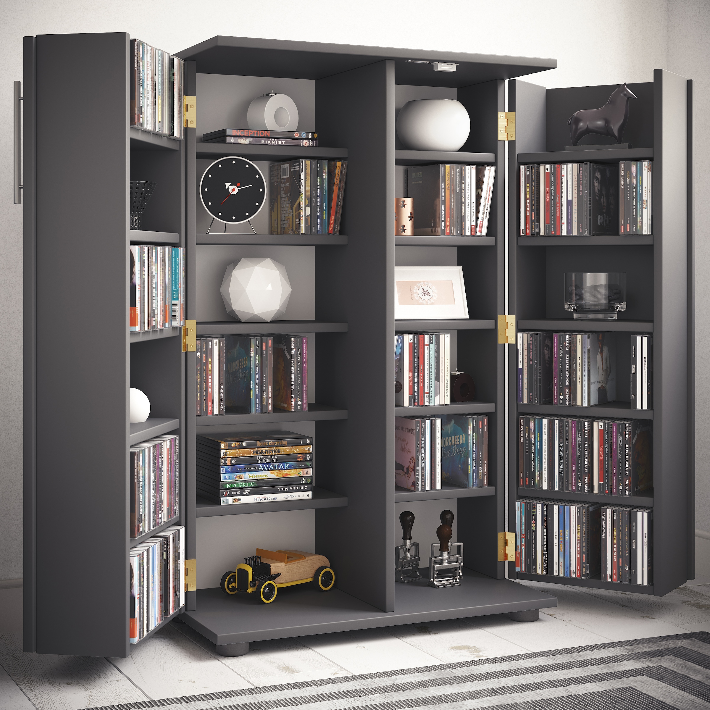 VCM Media-Regal »Holz Schrank CD DVD Regal abschließbar Engalo XL«