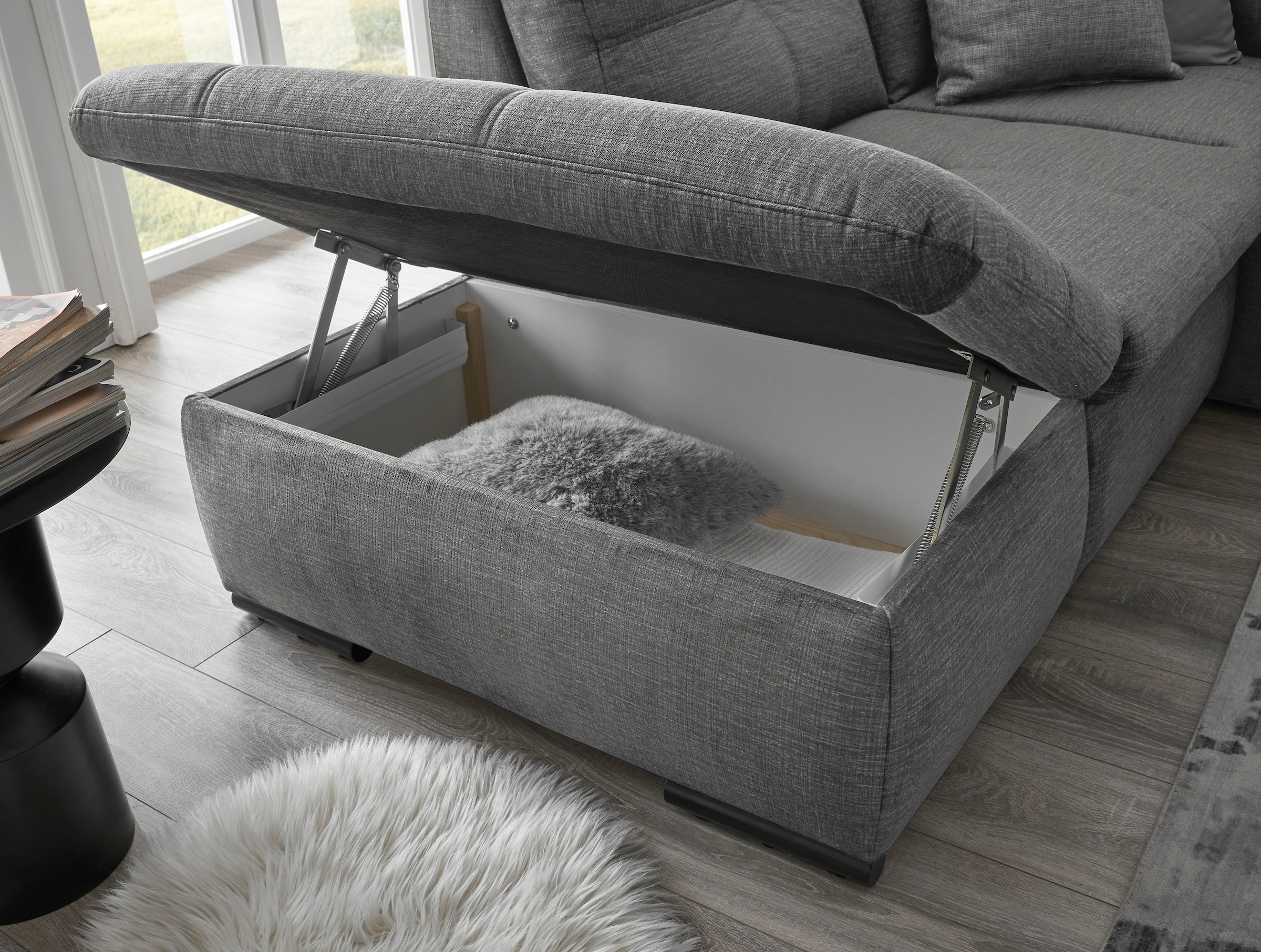 ED EXCITING DESIGN Wohnlandschaft »Alija U-Form«, mit Bettfunktion, Bettkasten, Armteilverstellung & Kopfstützen