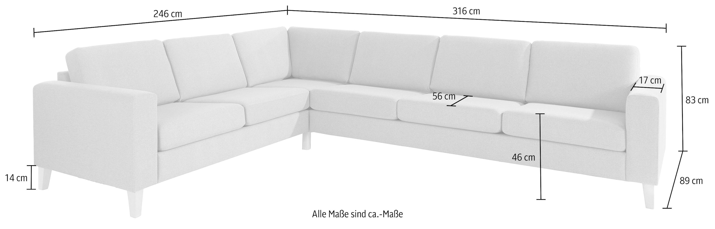 ATLANTIC kaufen mit montierbar collection »Terra«, rechts Schenkel home Ecksofa oder online Wellenunterfederung, langer links