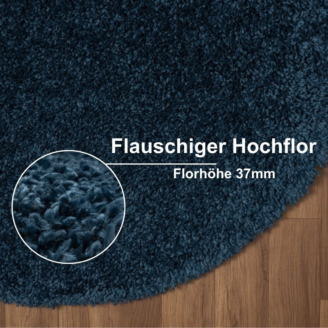 Myflair Möbel & Accessoires Hochflor-Teppich »My Shaggy«, rund, 37 mm Höhe, Shaggy, Uni Farben, leicht glänzend, Microfaser, extra flauschig