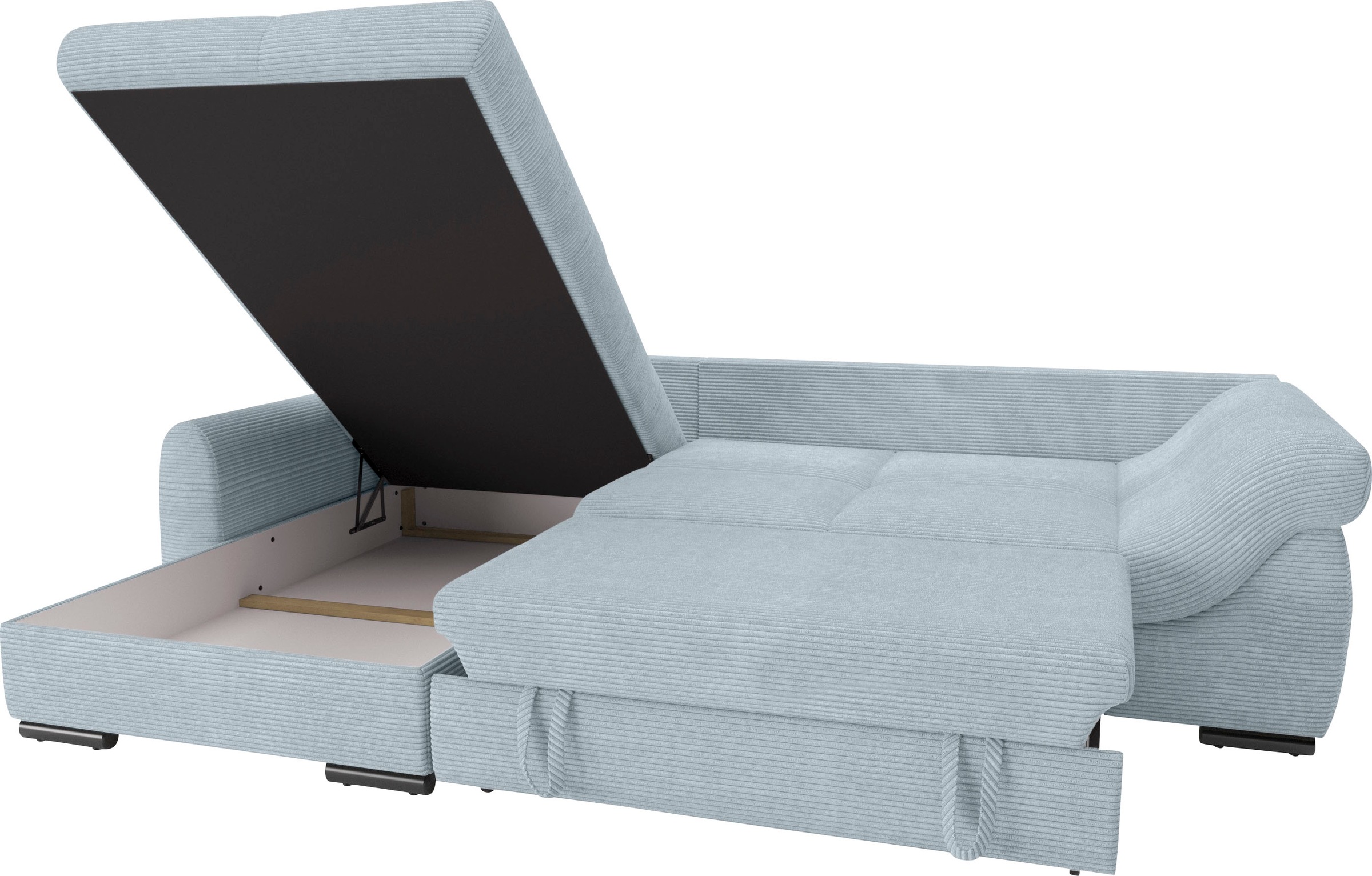 Mr. Couch Ecksofa »Livorno DuraFlex L-Form«, inkl. Hochschläfer-Bettauszug, XL-Bettkasten weiß beschichtet