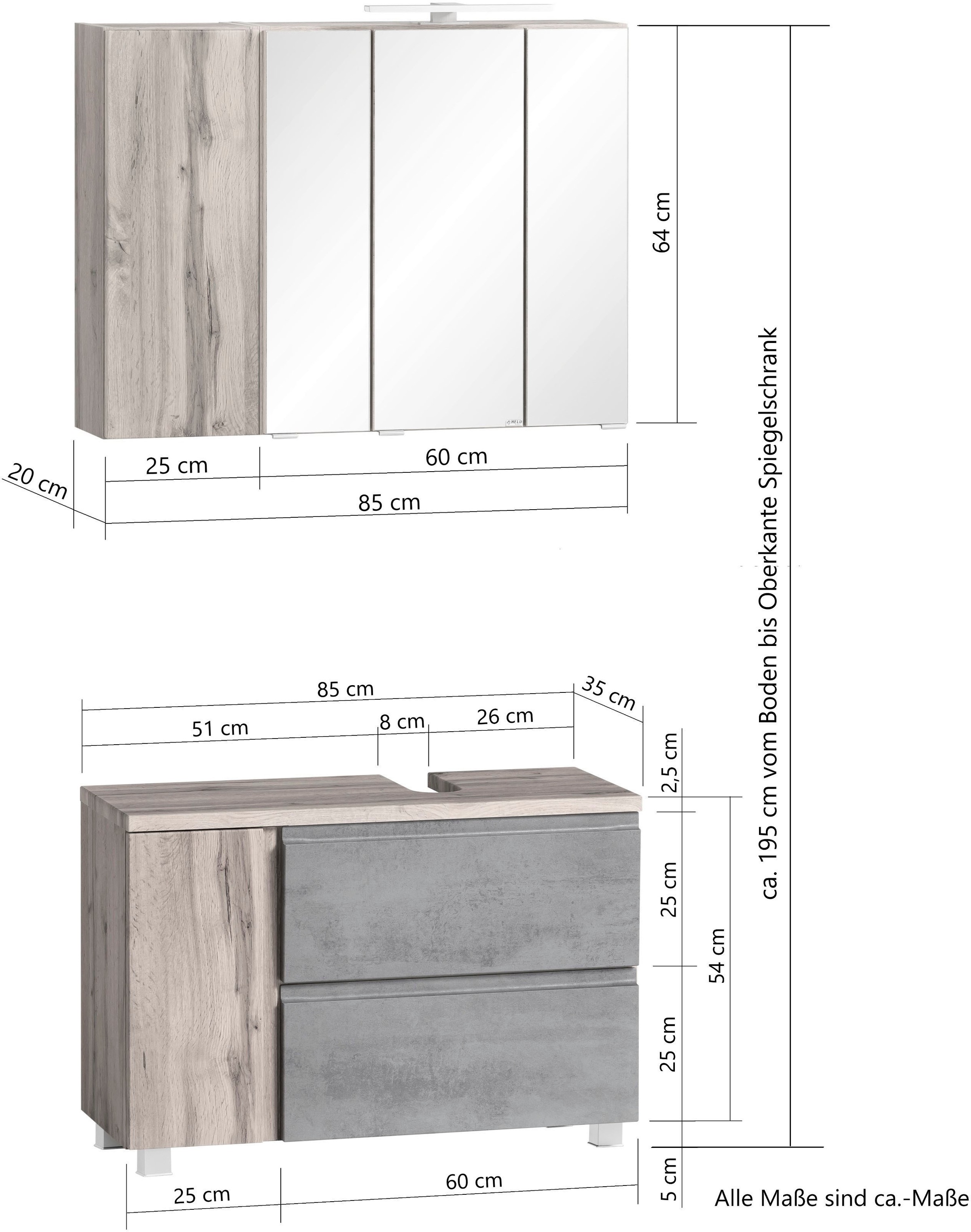 welltime Badmöbel-Set »Sölden« 2 Stk. tlg.