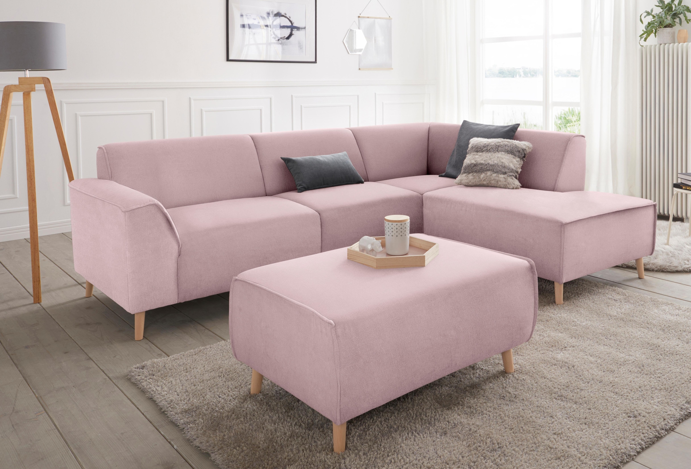 andas Ecksofa »Janek L-Form«, mit Federkern und Keder in scandinavischem Design