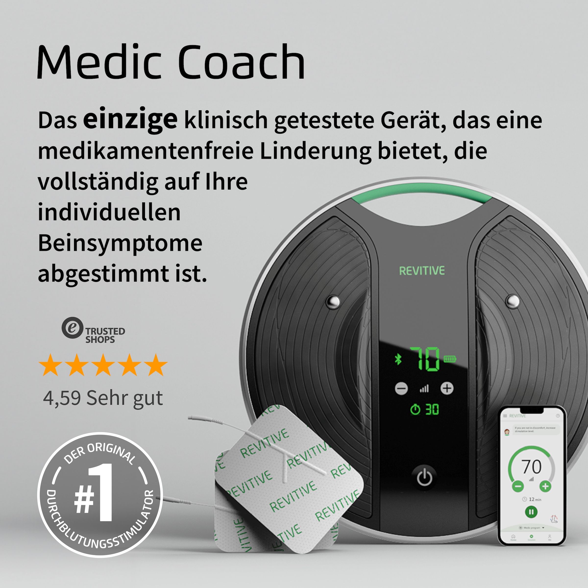 REVITIVE EMS-Gerät »Medic Coach Durchblutungs-Stimulator« Effektive Knieschmerztherapie und bessere Durchblutung