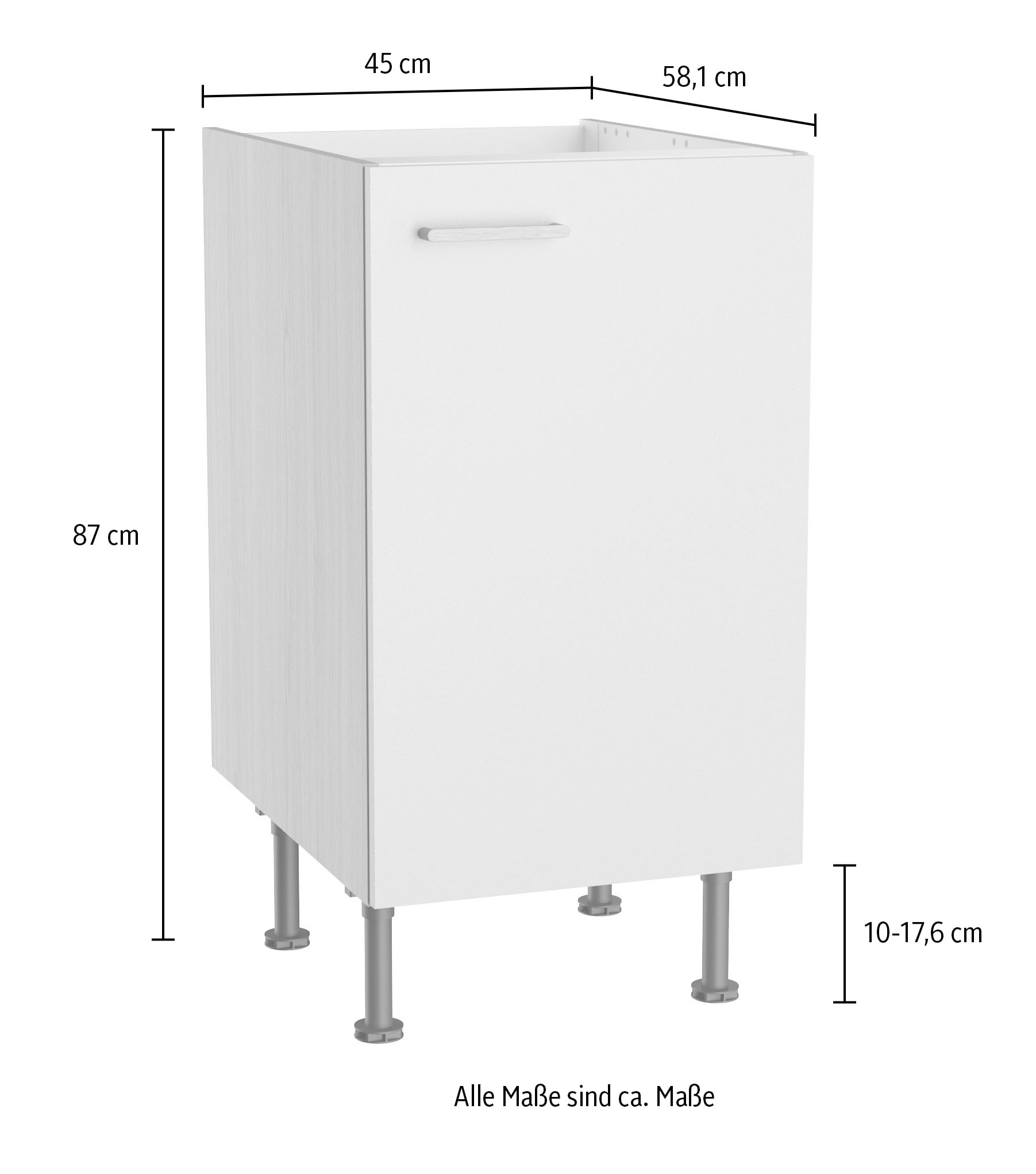 KOCHSTATION Spülenschrank »KS-Lucy« Breite 45 cm, mit 1 Tür, höhenverstellbare Füße, Soft-Close