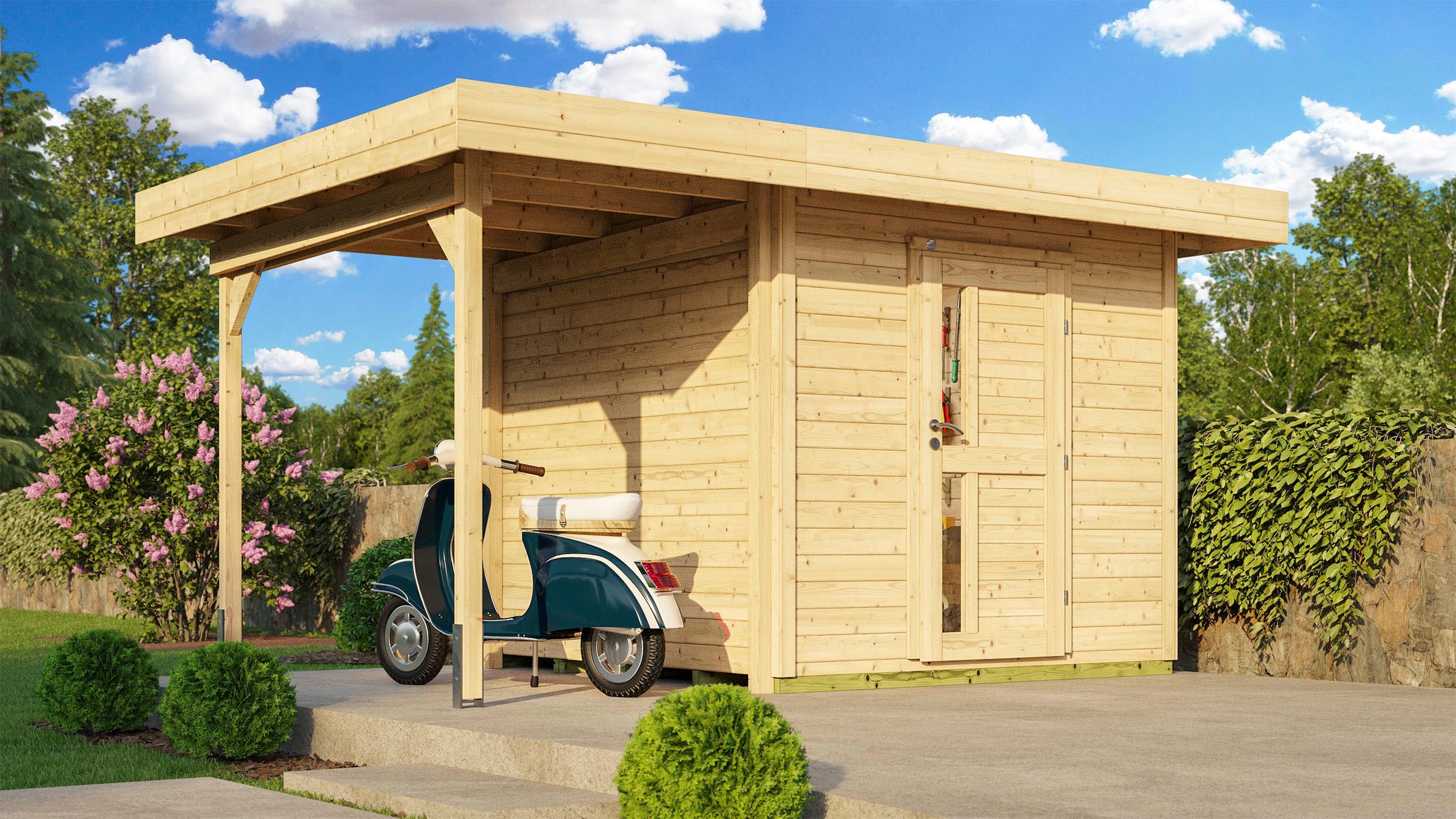 weka Gartenhaus »Designhaus 172 A« mit Anbaudach