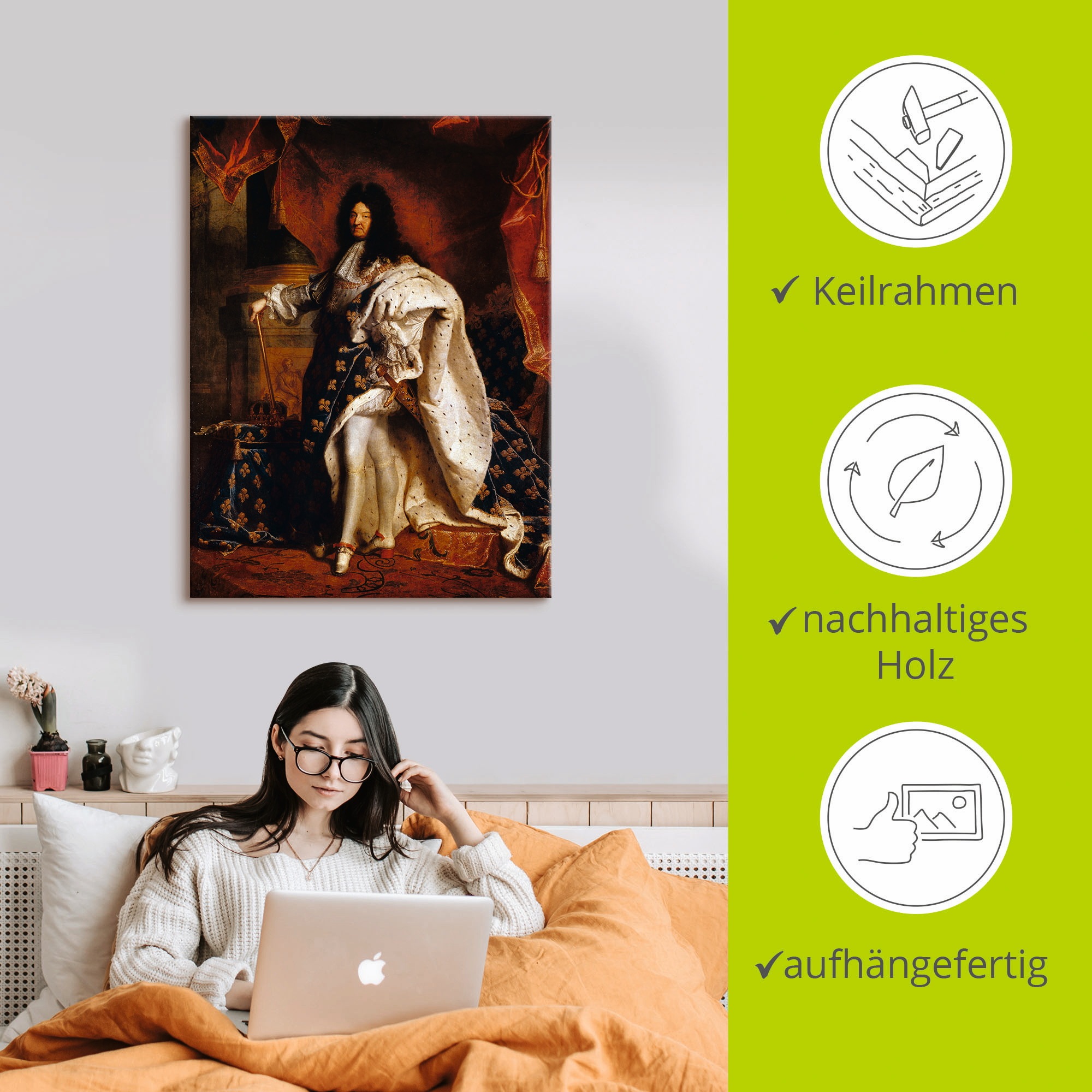 Artland Leinwandbild »Ludwig XIV. von Frankreich, 1701« Menschen 1 Stk. tlg. auf Holzrahmen gespannt